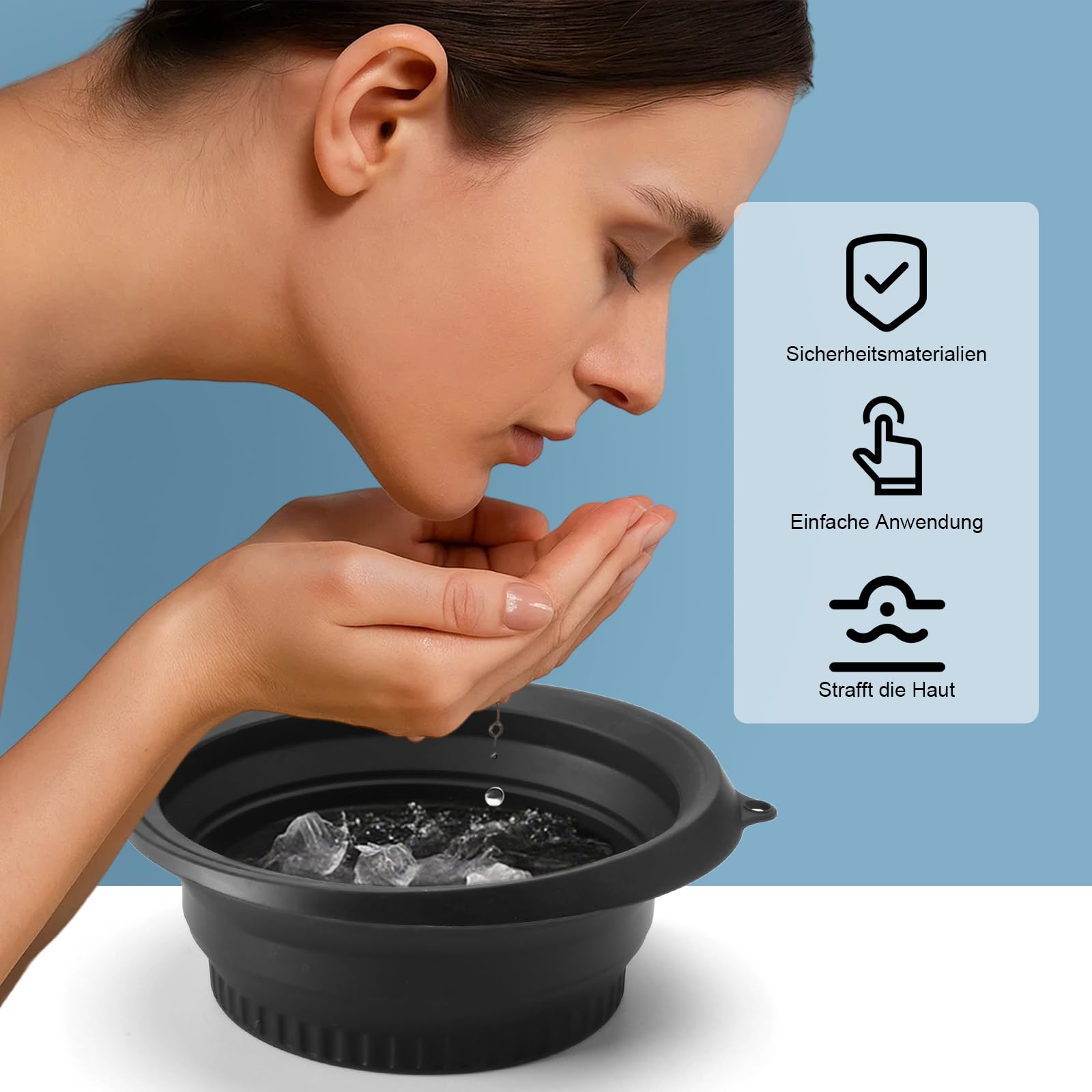 Bol de bain à glace pour le visage - Lavabo pliable en silicone - Refroidissement rapide, réduction des gonflements, doux sur la peau, design portable, facile à nettoyer - pour les personnes