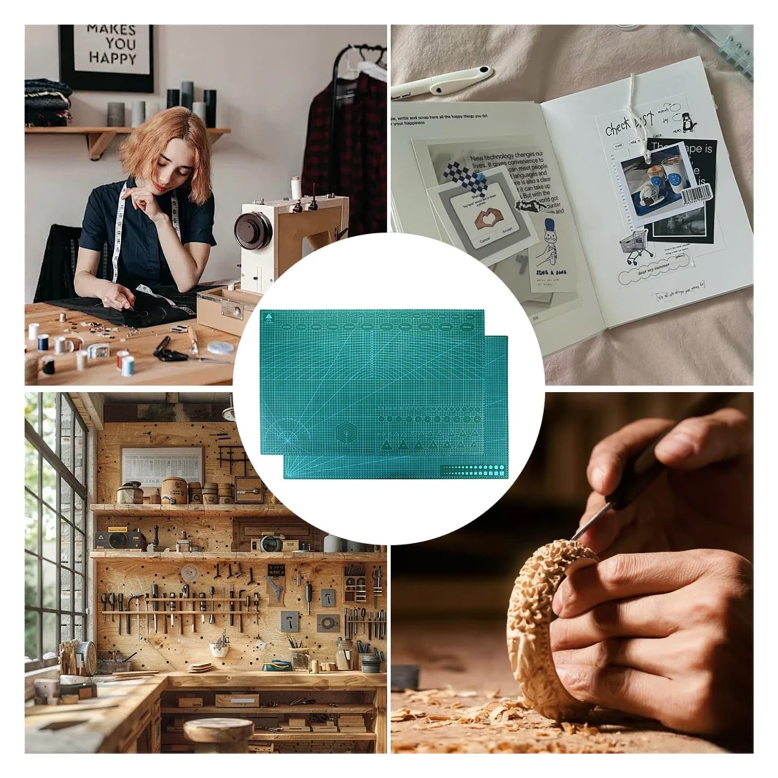 Self Healing Sewing Mat Self Healing Double-Sided Cutting Mat A1 Gridded PVC Cutter Pad for DIY Office School Quilting Sewing Leather Craft Projects