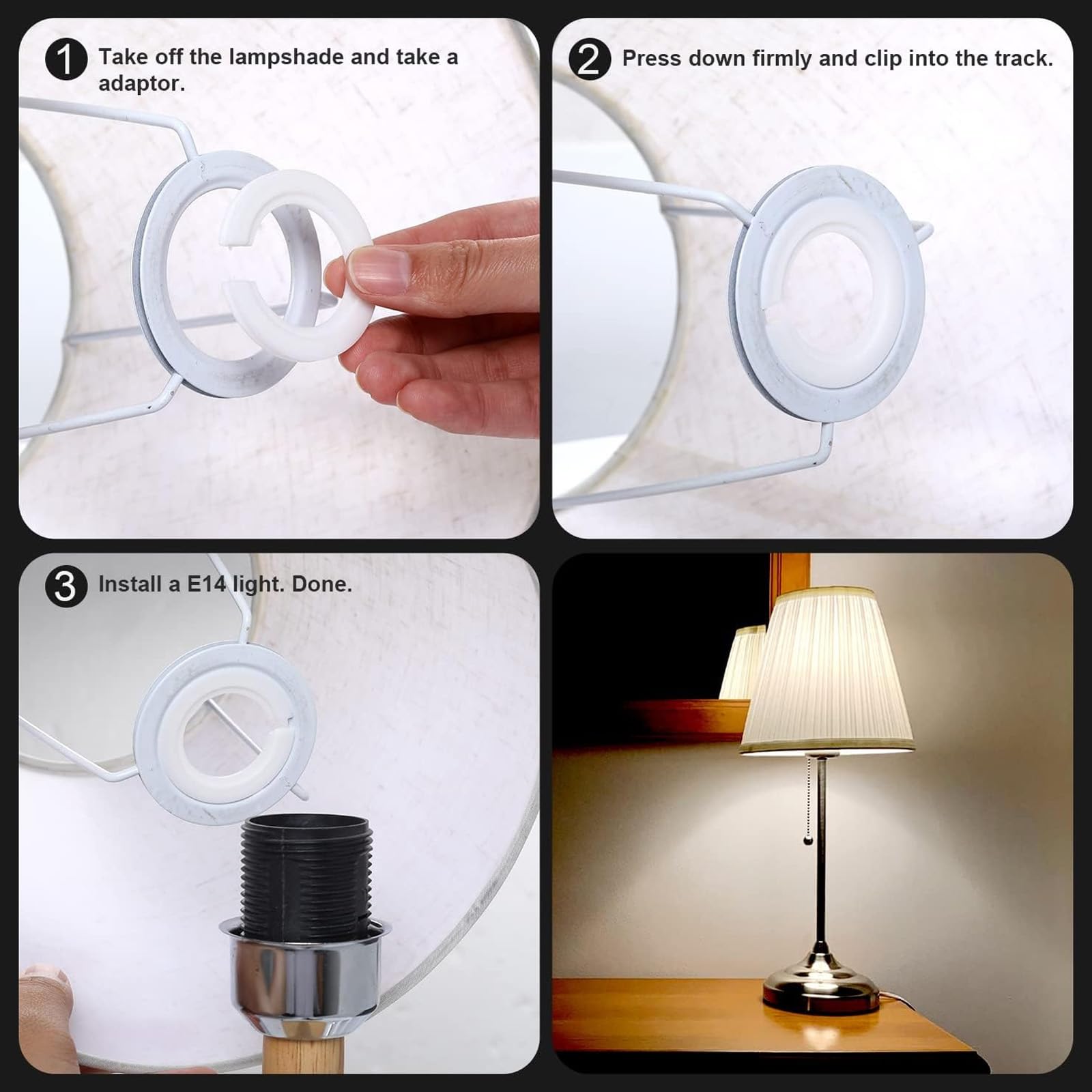 Lot De 6 Adaptateurs E27 Vers E14 Pour Abat-Jour | Réducteur Anneau Plastique Lustre Lampe
