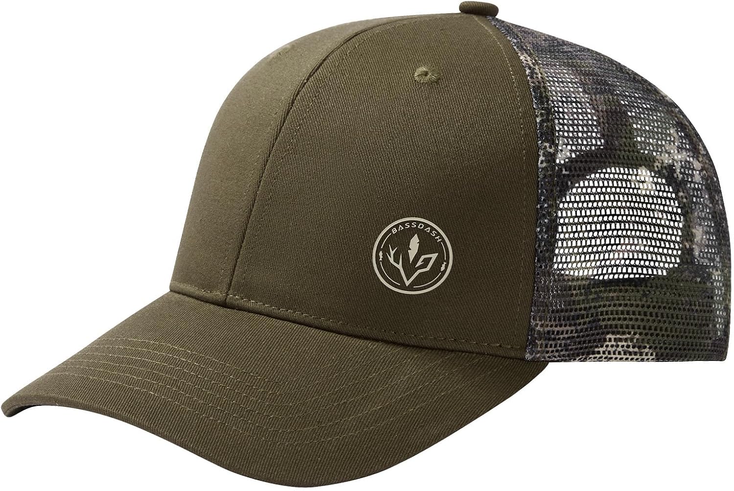 BASSDASH Printed Mesh Trucker Hat for Men Women Adjustable Baseball Cap Fishing Camping Outdoors Sporting Hat with Snap FH20