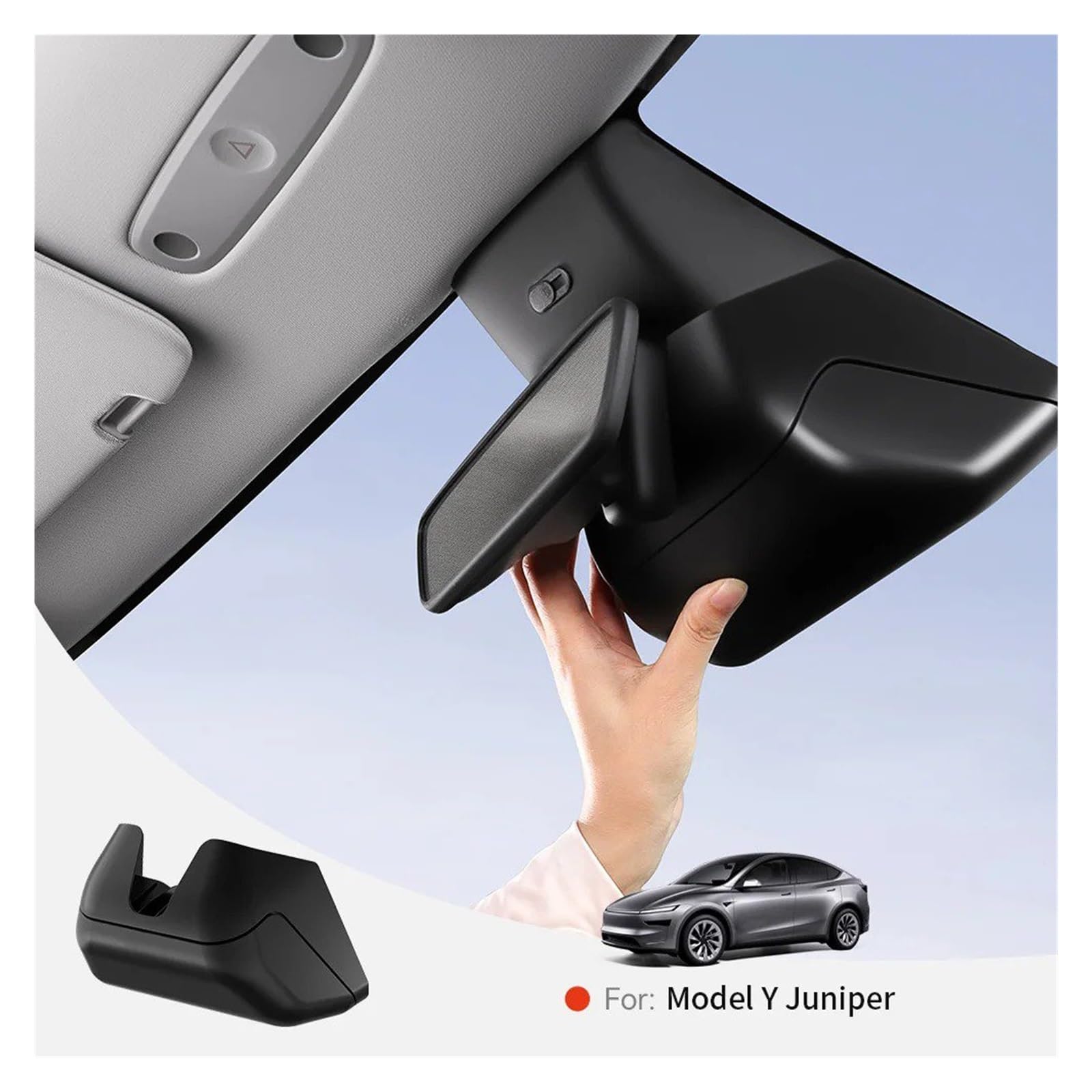 Estuche Sol Coche para Tesla para Model Y para Juniper 2025-2026 Estuche para Gafas De Coche Soporte Sol Caja Almacenamiento Retrovisor Flocado Interno Soporte Gafas Coche