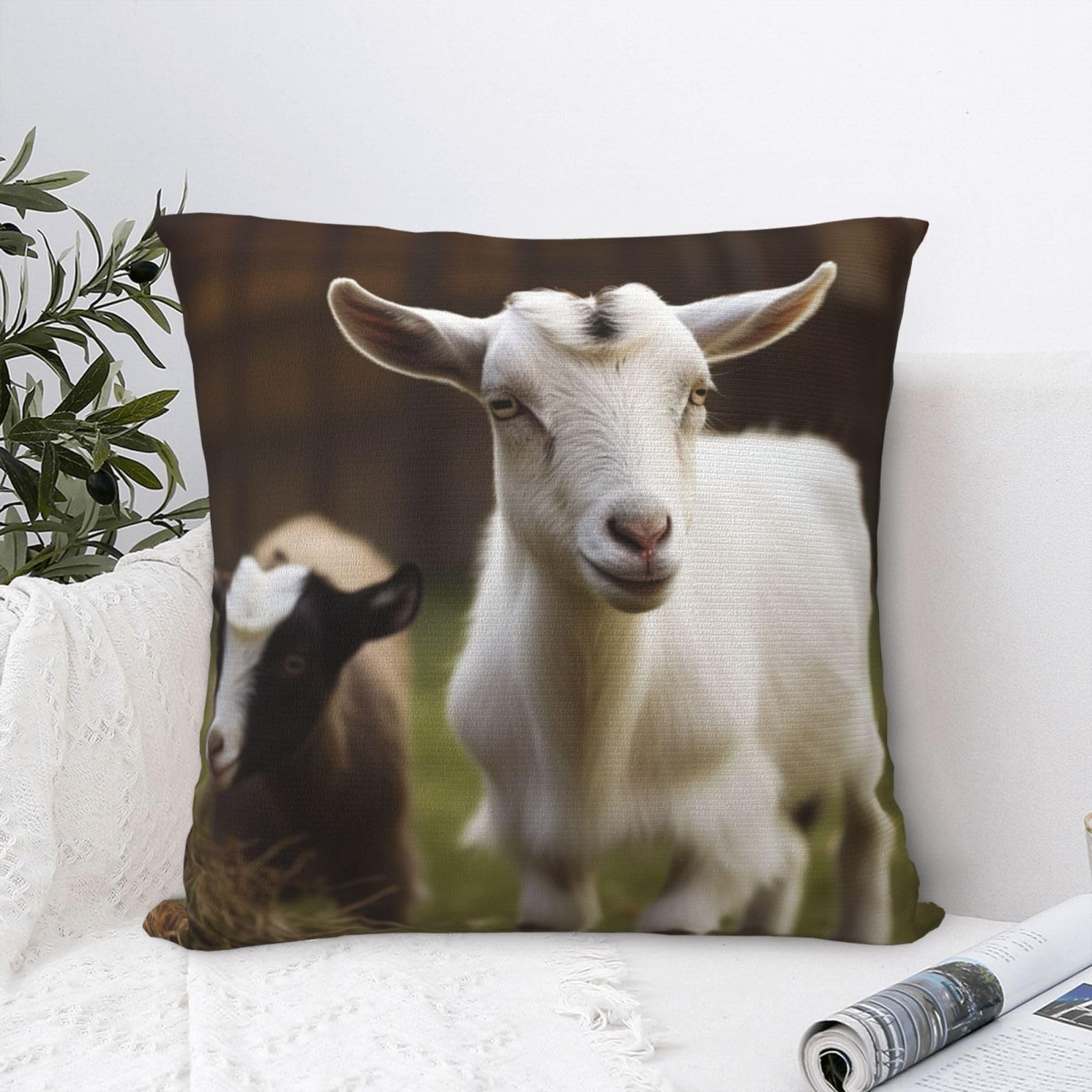 FodPand Luxury Velvet Throw Pillow Covers 20"x20" Super Soft Decorative Pillow Cases - Cute Goat Pillowcases Modern Lumbar Cushion Cases for Couch Sofa Bed Pillow Shams