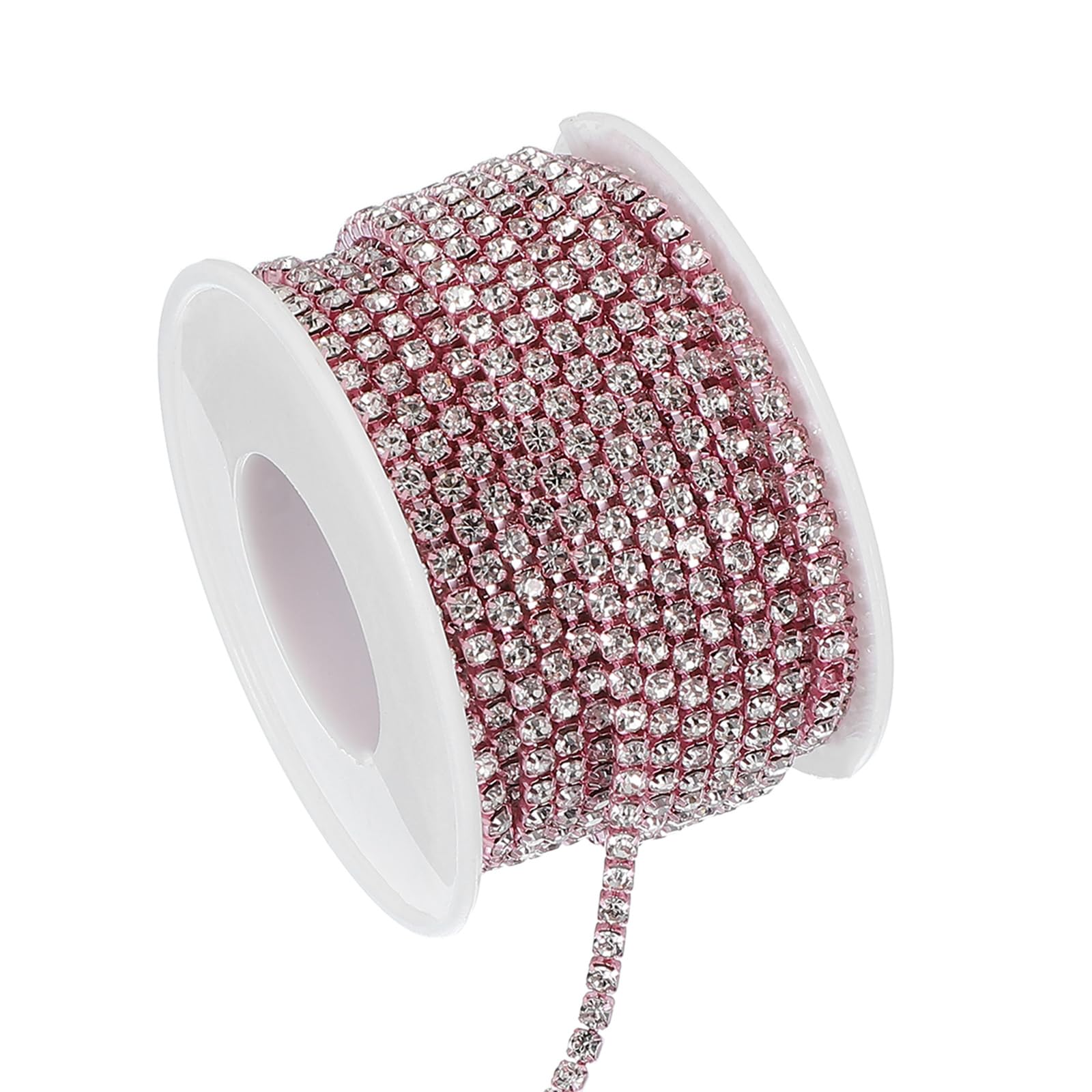 PATIKIL Catena con strass da 9,1 m, 1 rotolo da 3 mm, con strass di cristallo, per lavori fai da te, base rosa chiaro