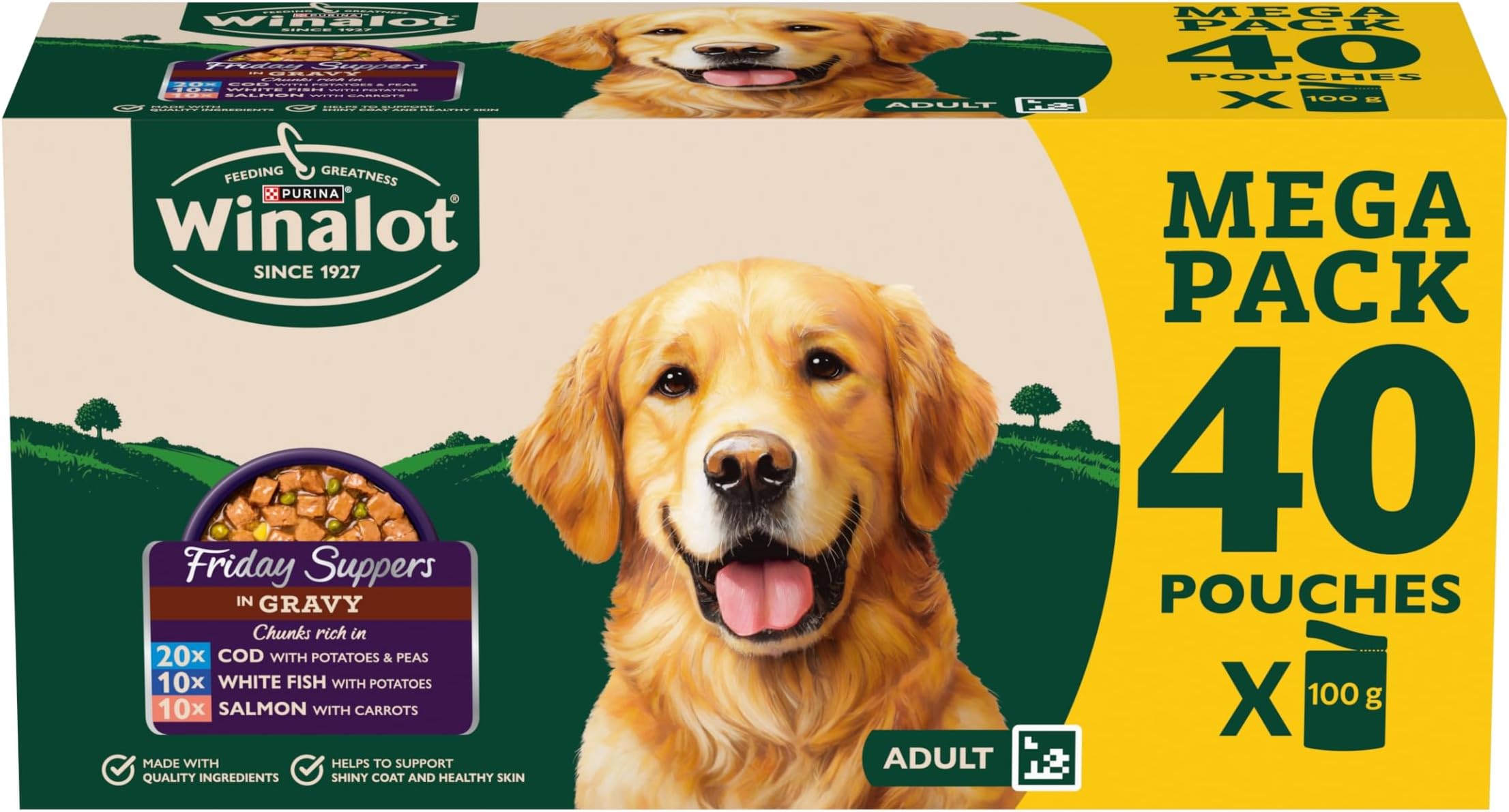 WINALOT Friday Suppers Mixed Variety Fish in Gravy Wet Dog Food Pouches 40x100g