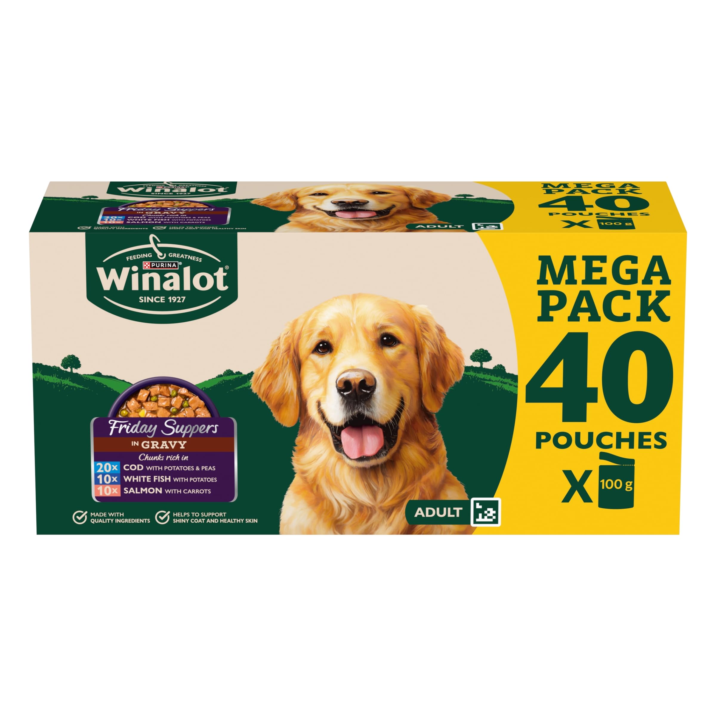 WINALOT Friday Suppers Mixed Variety Fish in Gravy Wet Dog Food Pouches 40x100g