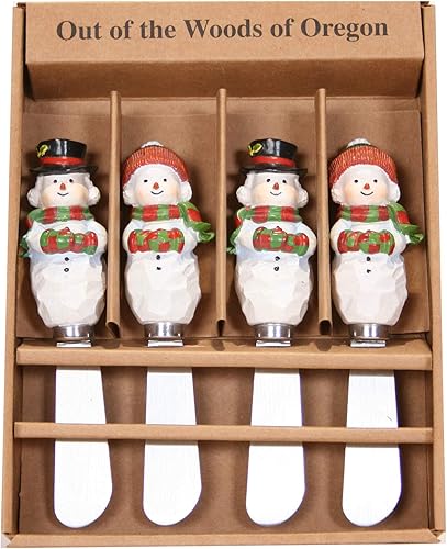 Juego de 4 cuchillos esparcidores de queso - Muñecos de nieve