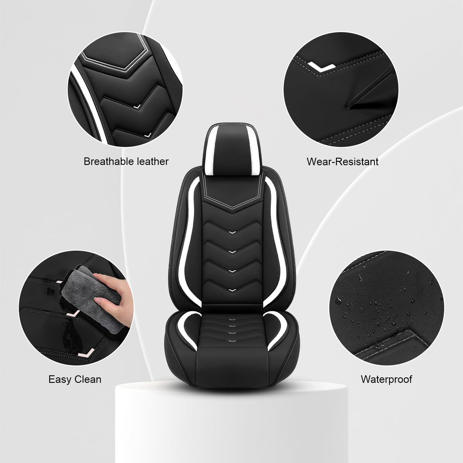 Coprisedili Auto Universale Per Kia Sportage GT Line(QL) 2015-2024 2025 2026, PU Pelle Copri Sedile Auto，Traspirante，Airbag Amichevole，A Doppia Fila, Cinque Posti(Black white)