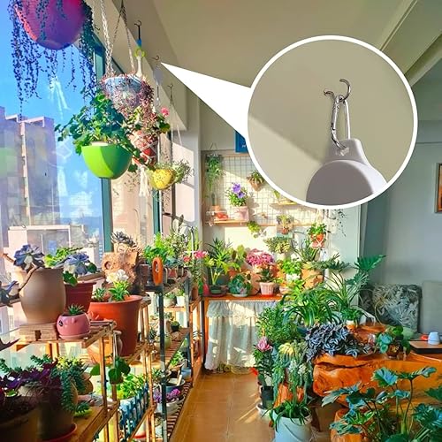 Miniatura 6 de Paquete de 2 poleas retráctiles ajustables para colgar plantas colgantes, resistentes, para interiores y exteriores, para cestas de jardín, macetas