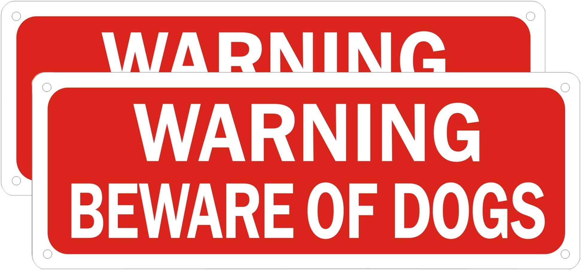 MongFun Beware of Dog Sign for Fence Yard Front Door Gate, Warning Metal Beware Dog Signs for the Lawn Outdoor Window, Fade Resistant Rust Free Easy Mounting Red Aluminum (2 Pack 10 x 3.5 inches)