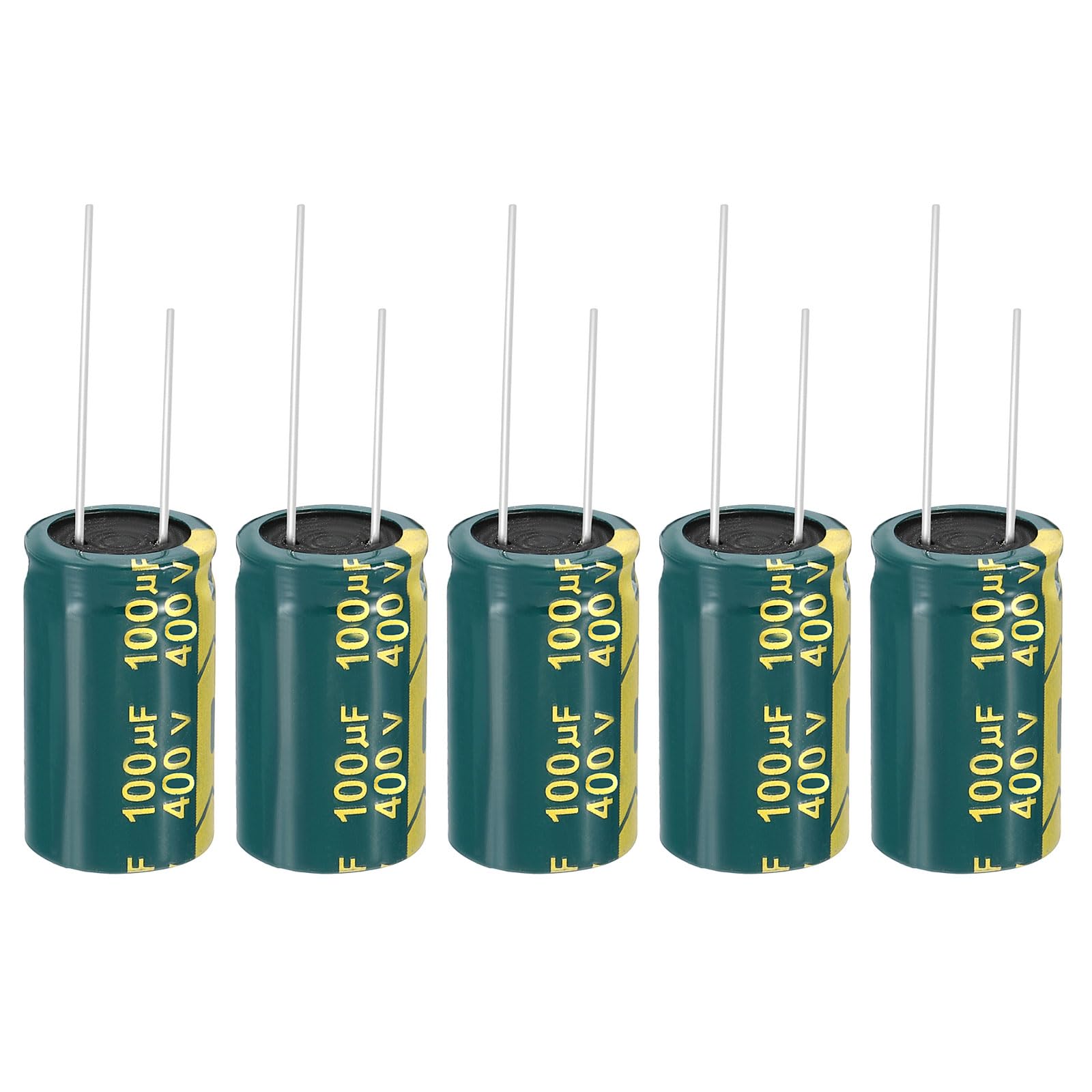 PATIKIL 400V 100uF Electrolytic Capacitors, 5Pcs 18x30mm Aluminum High Frequency Electrolytic Capacitors for TV, LCD Monitor, Refrigerator, Circuit Boards, Green