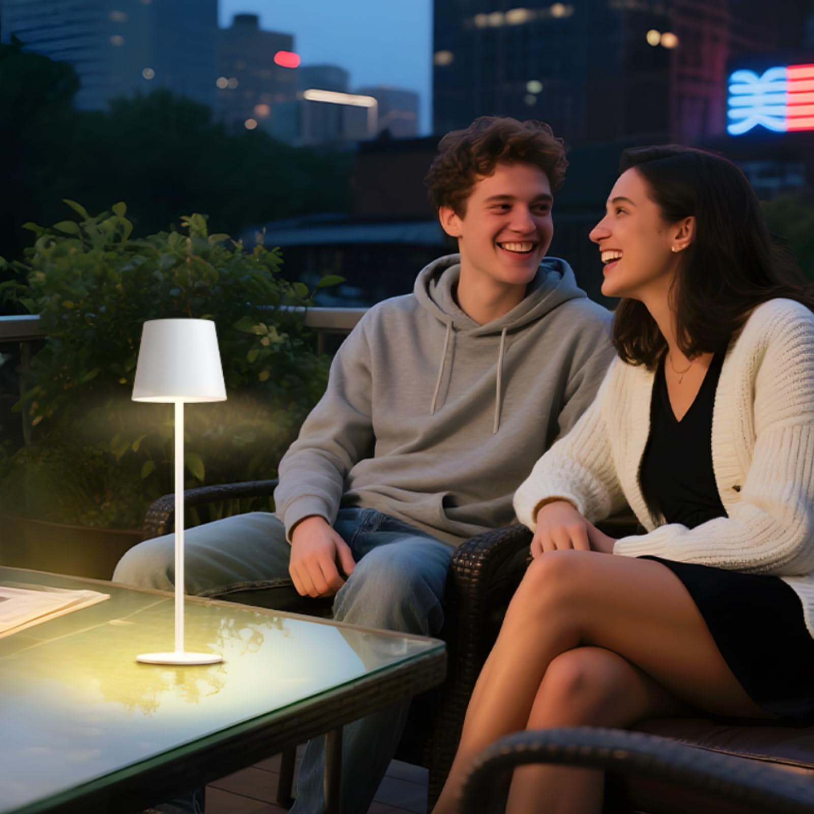 uuffoo Confezione da 3 lampade da tavolo senza fili, ricaricabili a batteria, 5000 mAh, luci LED touch control portatili, 3 colori dimmerabili, per esterni, caffè, camera da letto, cucina (bianco)