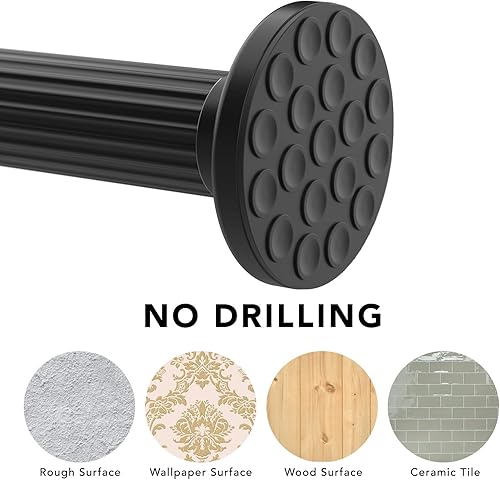 Vista 63 de Umimile Barra de cortina de tensión, de 51 a 126 pulgadas, ajustable, de resorte, barra de cortina de acero inoxidable para ventanas o ducha, sin