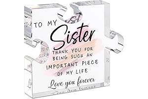 LukieJac Sister Gifts from Sister - Treasured Bonds Engraved Acrylic Puzzle-Shaped Desk Art