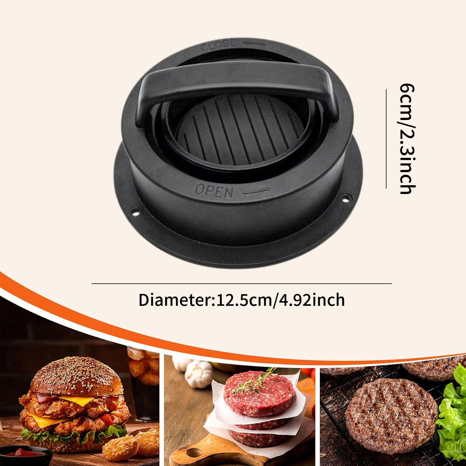 Pressa per hamburger, hamburger Pattie Presse 3 in 1, set di 50 pezzi di carta cerata