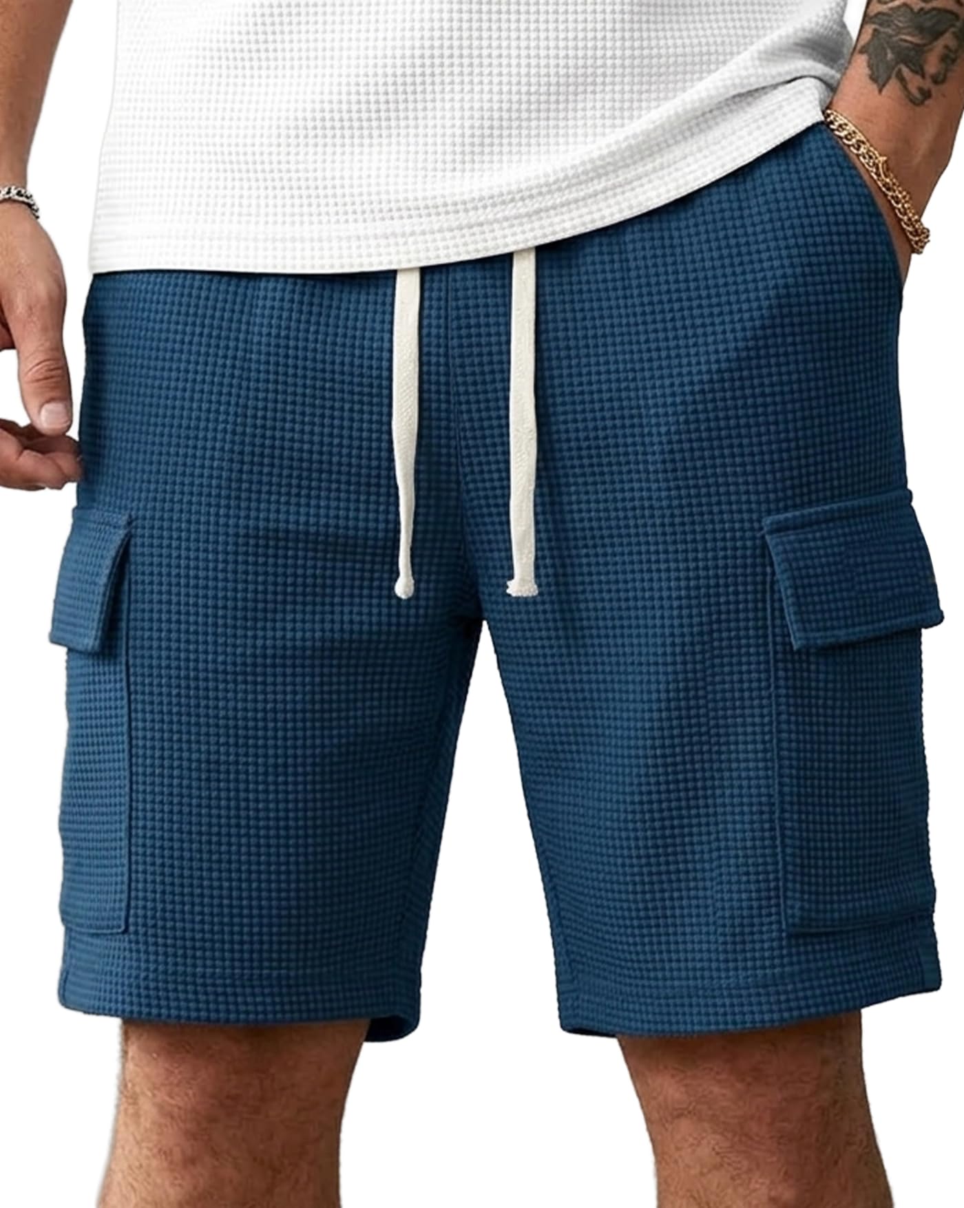 Men Solid Drawstring Waist Casual Knee Length Boxers ||Solid Men Teal Blue Basic Boxers-image-38