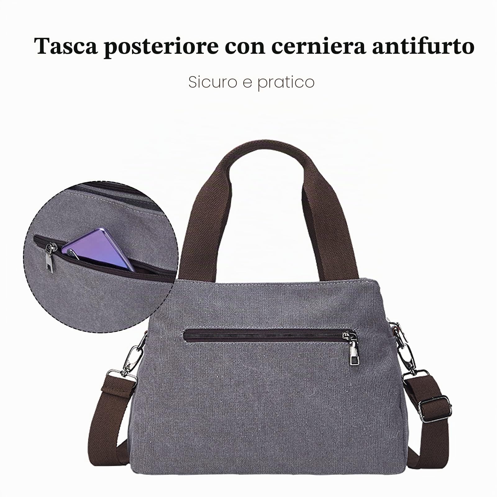 FANDARE Donna Borsa Tracolla Tela Borsa a Mano Borsa Spalla Borse e Messenger per 10.5 Pollice Tablet Borse Tote da donna Grande Shopping Viaggio Partito Work Pochette Crossbody Bag Black