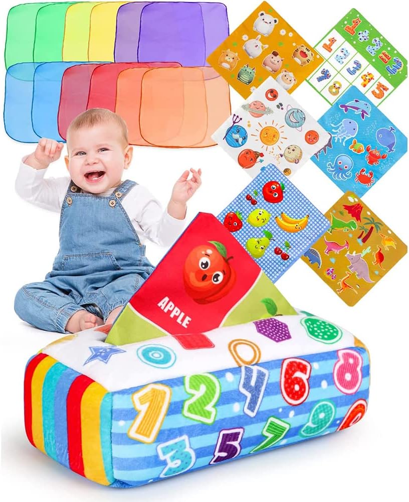 DMG Baby Tissue Box Toy, Tissue Box Toy for Babies 612 Months, Soft