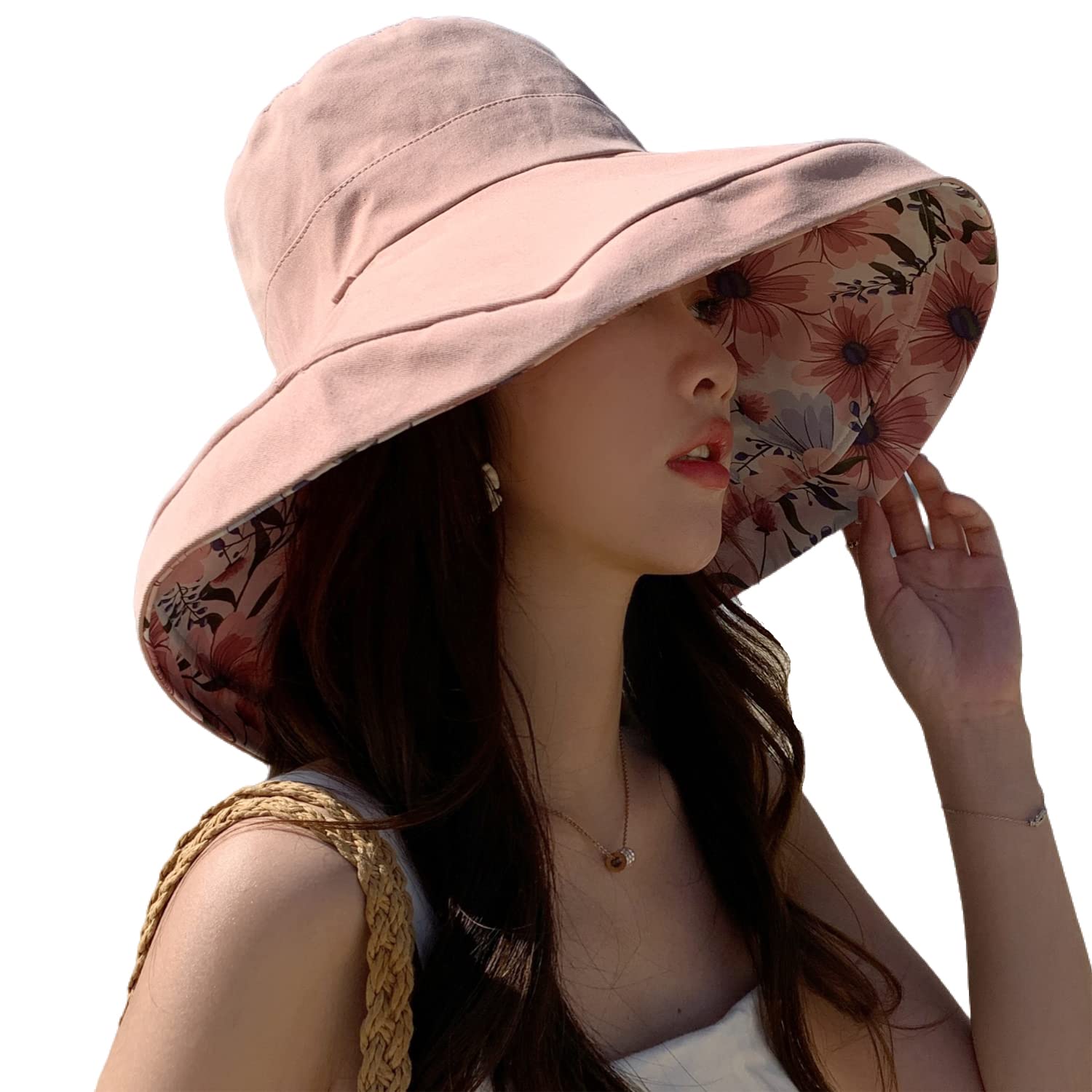 Reversible Foldable Wide Brim Sun Hat with Metal Wired Edge, UV Protection, Wide Brim Women main image 4