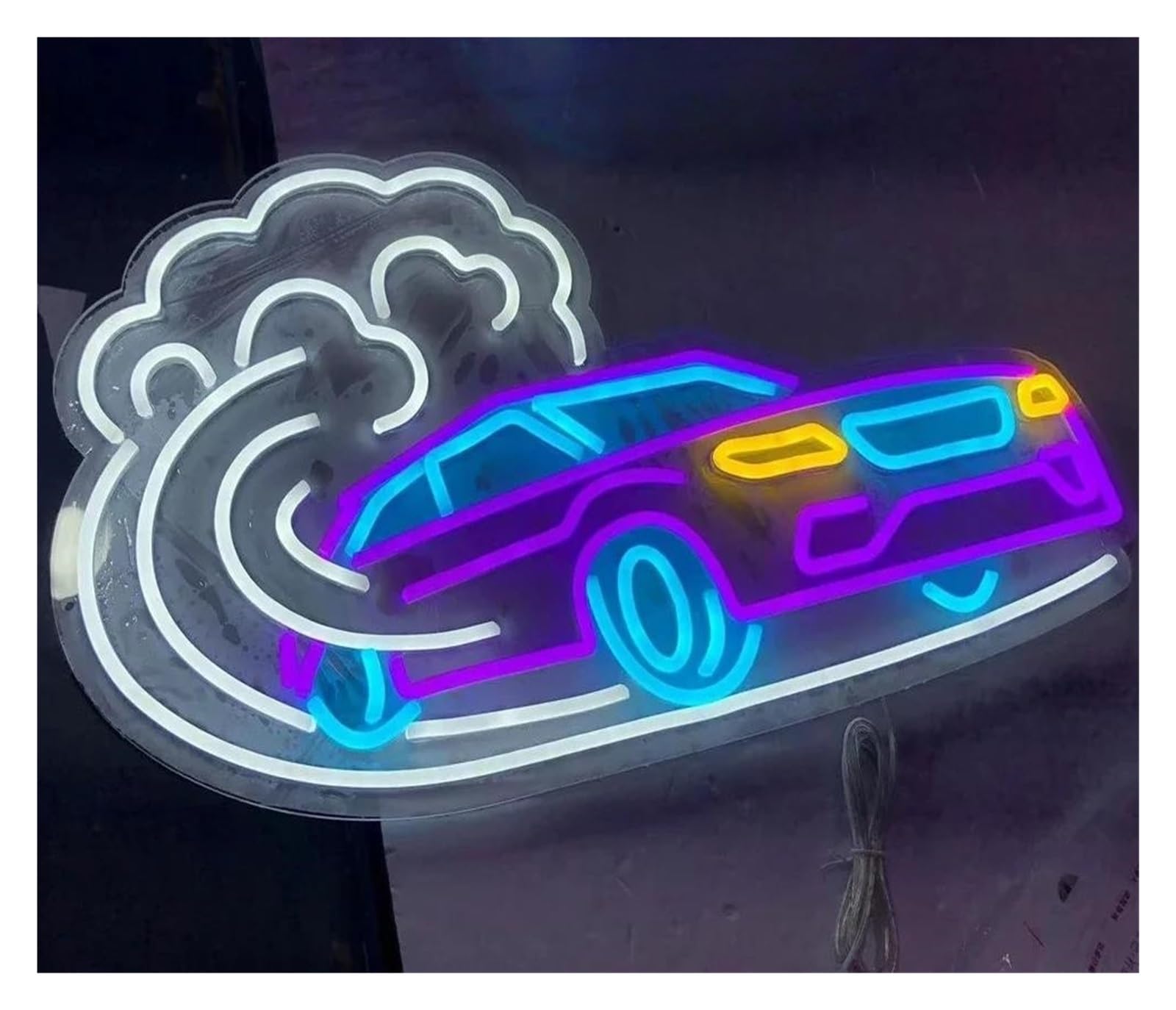 Lemst B Signs Lamp Car Neon Sign Us Powered Adjustable Rightness Retro Car Neon Light Sign For Garage Carpark Art Wall Decor 35Cmx45cm(B)