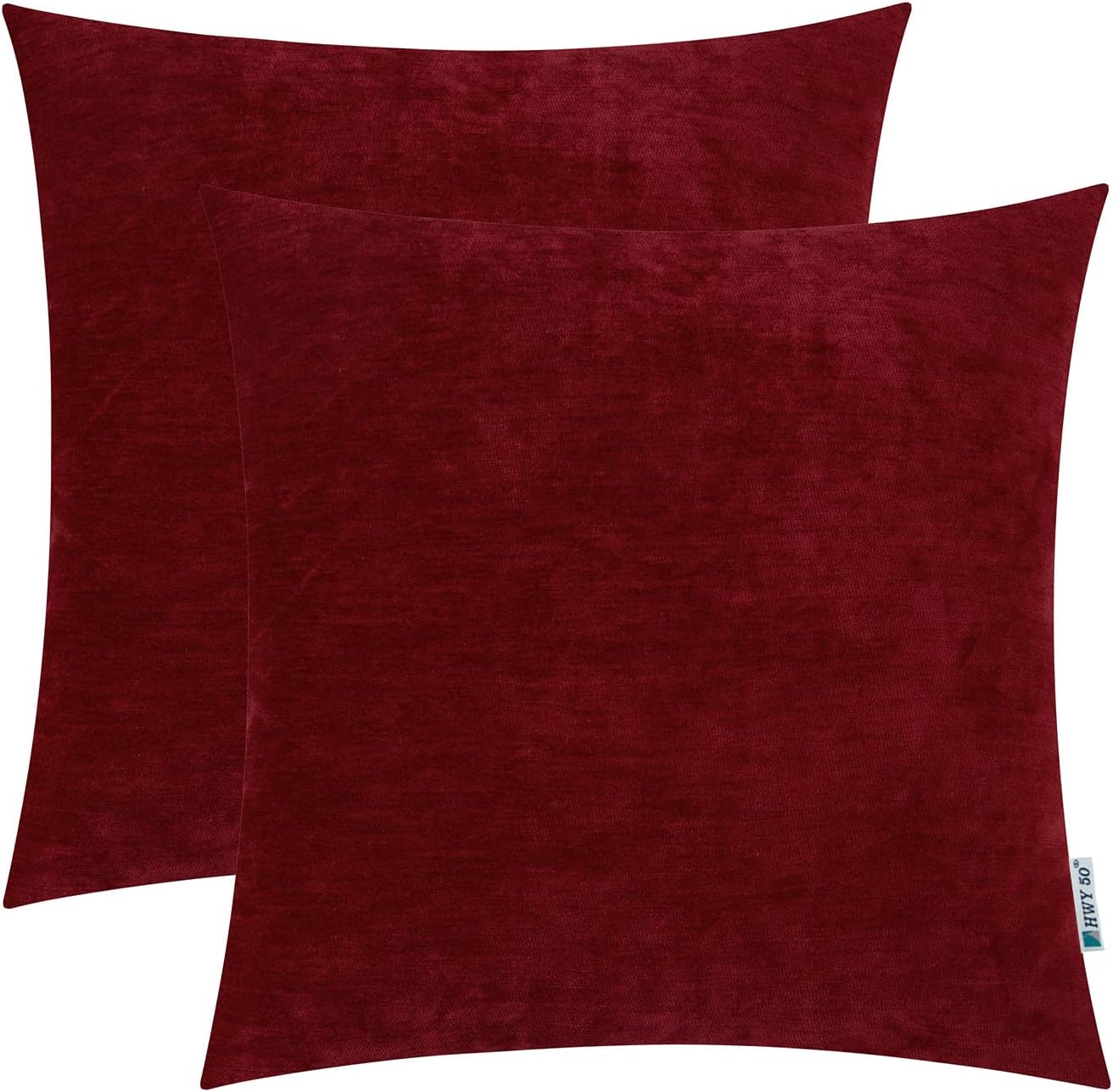 HWY 50 Burgundy Red Decorative Throw Pillows Covers 20x20 inch, for Couch Sofa Bed