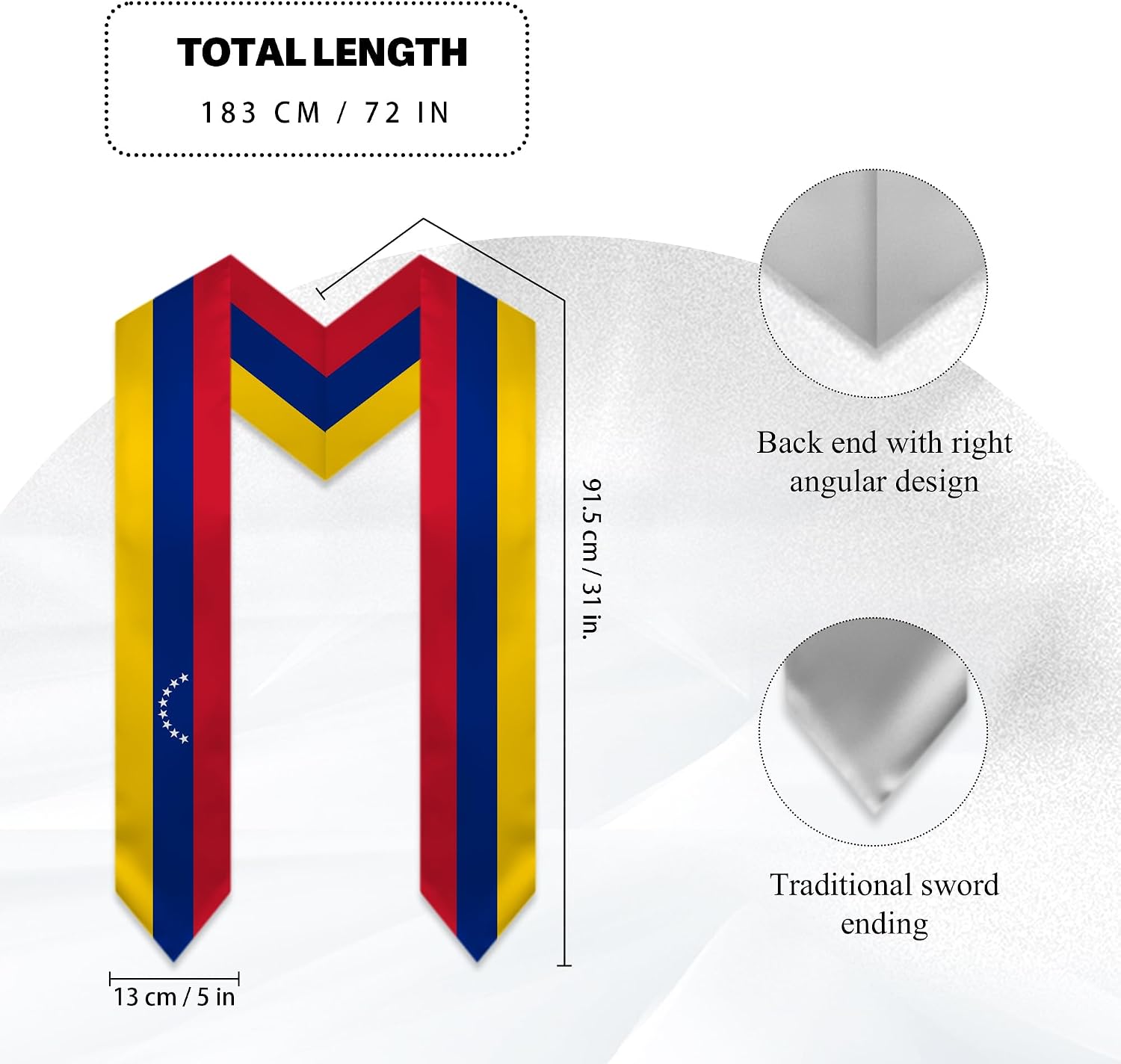 Unixex National Flag Graduation Stole Long 72 Inches Study Abroad International Stole Class of 2026 Stole