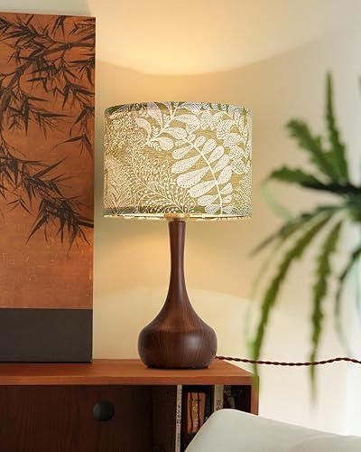 Miniatura 2 de Lámpara de mesa moderna de 17 pulgadas, lámpara de escritorio para sala de estar, dormitorio, oficina en casa, patrón de madera roja, mesita de