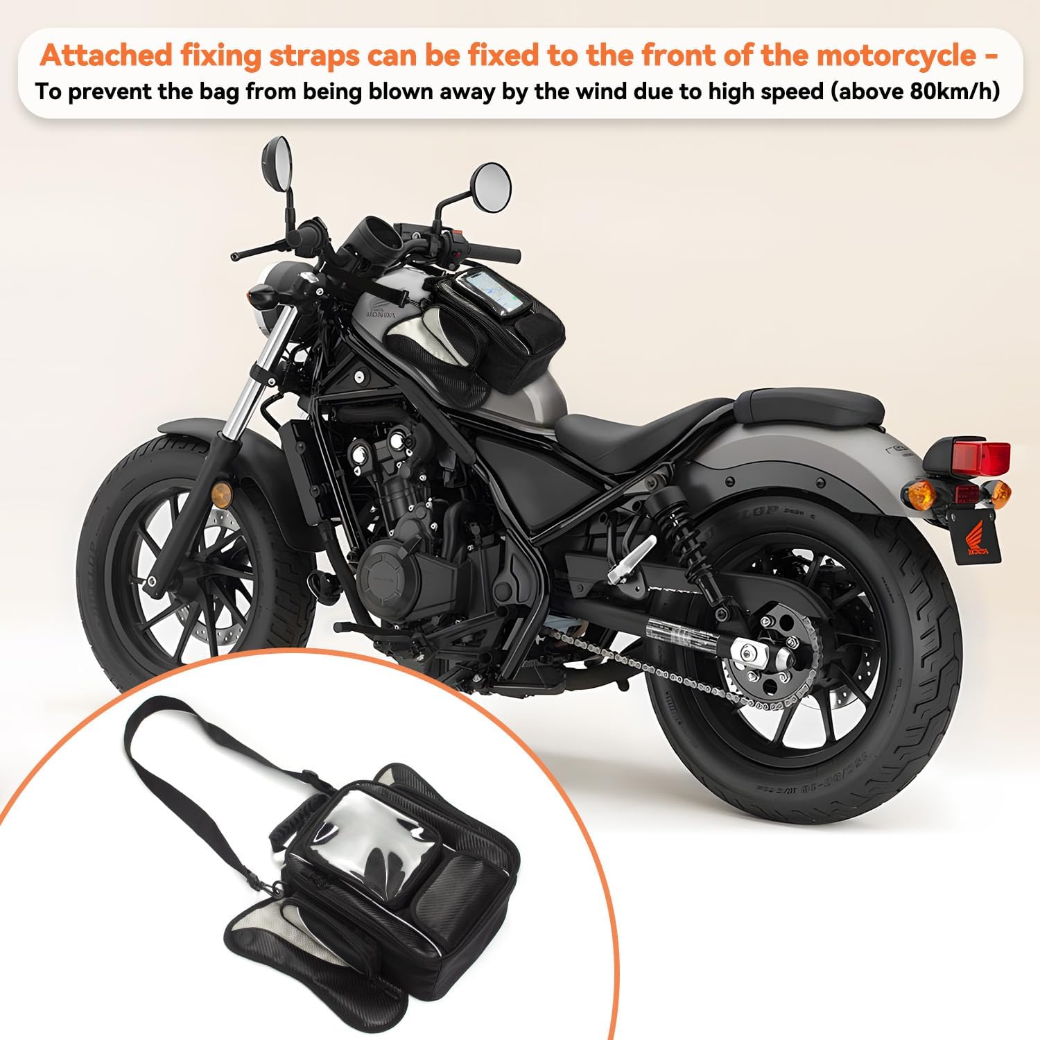 Dracarys Motorcycle Tank Bag Oxford Saddle Black Motorbike Bag - Strong Magnetic Bag for Honda Yamaha Suzuki Kawasaki Harley