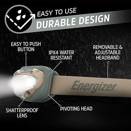 Miniatura 3 de Energizer Linterna frontal LED PRO (paquete de 2), faros resistentes al agua IPX4, luz de cabeza de alto rendimiento para exteriores, camping,