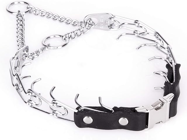 Herm Sprenger Prong Collar for Dog Training with Easy Quick Release Buckle - German Made Dog Collar with Chrome Plated Steel 2.25mm Prongs for Small Dogs (14-19" Neck)