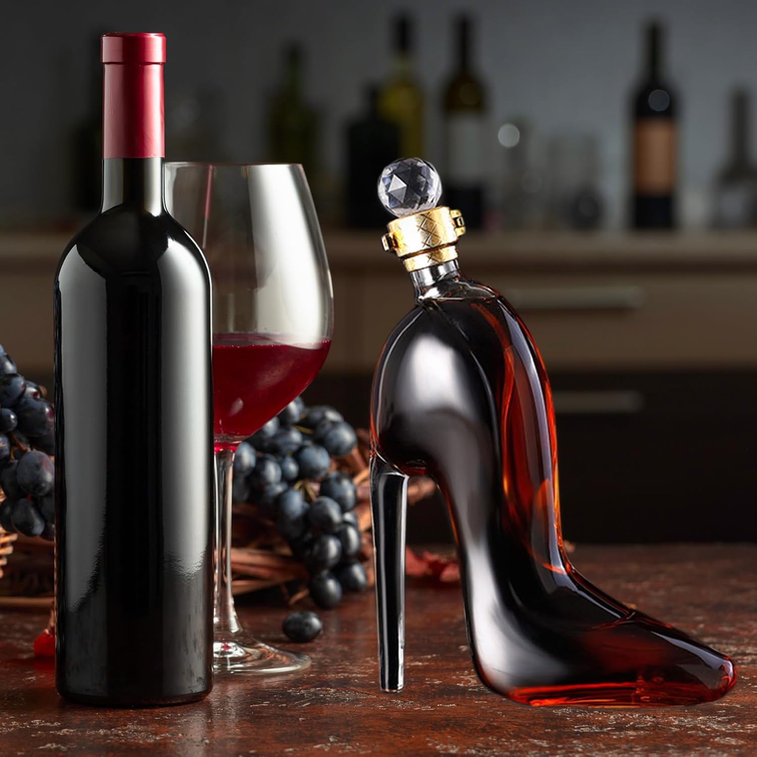 Liquor Decanter, 350ml Wine Decanter High-Heeled Shoes Shape, Set for Women, High Heel Bottle for Wine