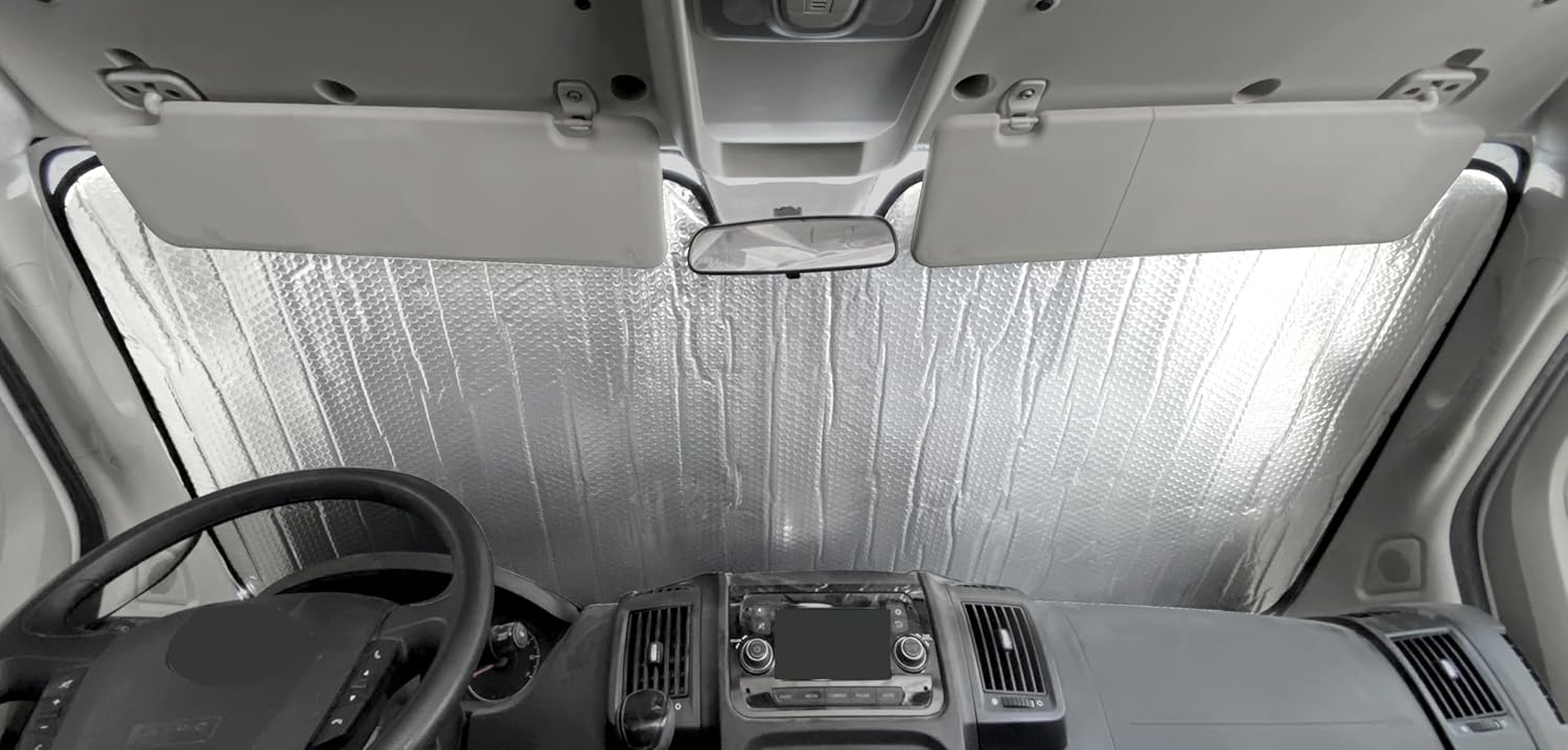 YelloPro Custom Fit Reflective Front Windshield Sunshade Accessories for 2014 2015 2016 2017 2018 2019 2020 2021 2022 2023 2024 2025 2026 Dodge RAM ProMaster Full Size Cargo Van Chassis Cab Cutaway