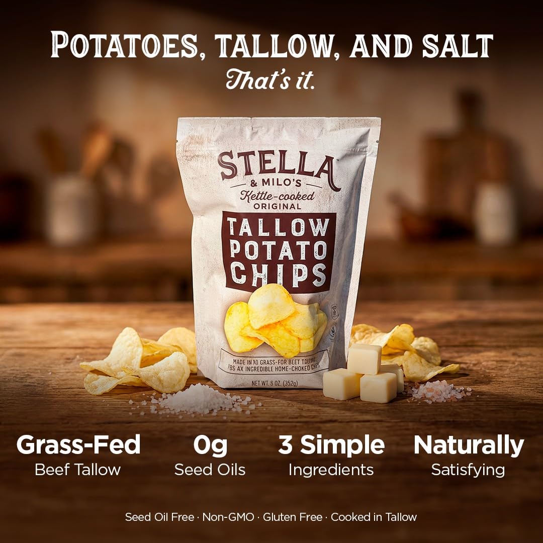  Kettle Cooked Beef Tallow Potato Chips, Seed Oil Free Chips Made with Grass Fed Beef Tallow, Original Flavor, 5 oz 9 - pack thumbnail