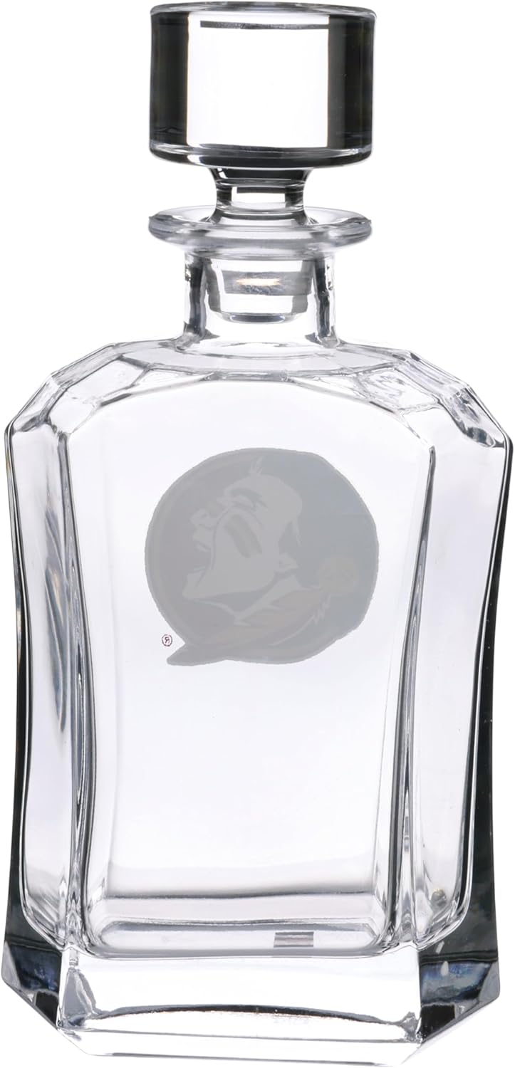 The Memory Company Officially Licensed NCAA 26 oz Whiskey Decanter Set - Glass Barware with Team Logo, College Sports Fan Gift & Collectible