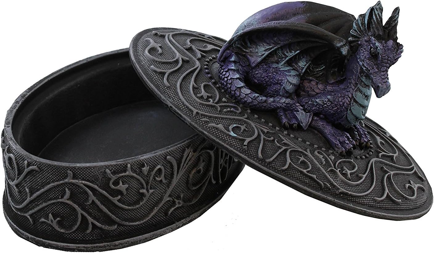 Pacific Giftware Dragon Laying on Oval Shaped Jewelry Trinket Box Mythical Fantasy Decoration New
