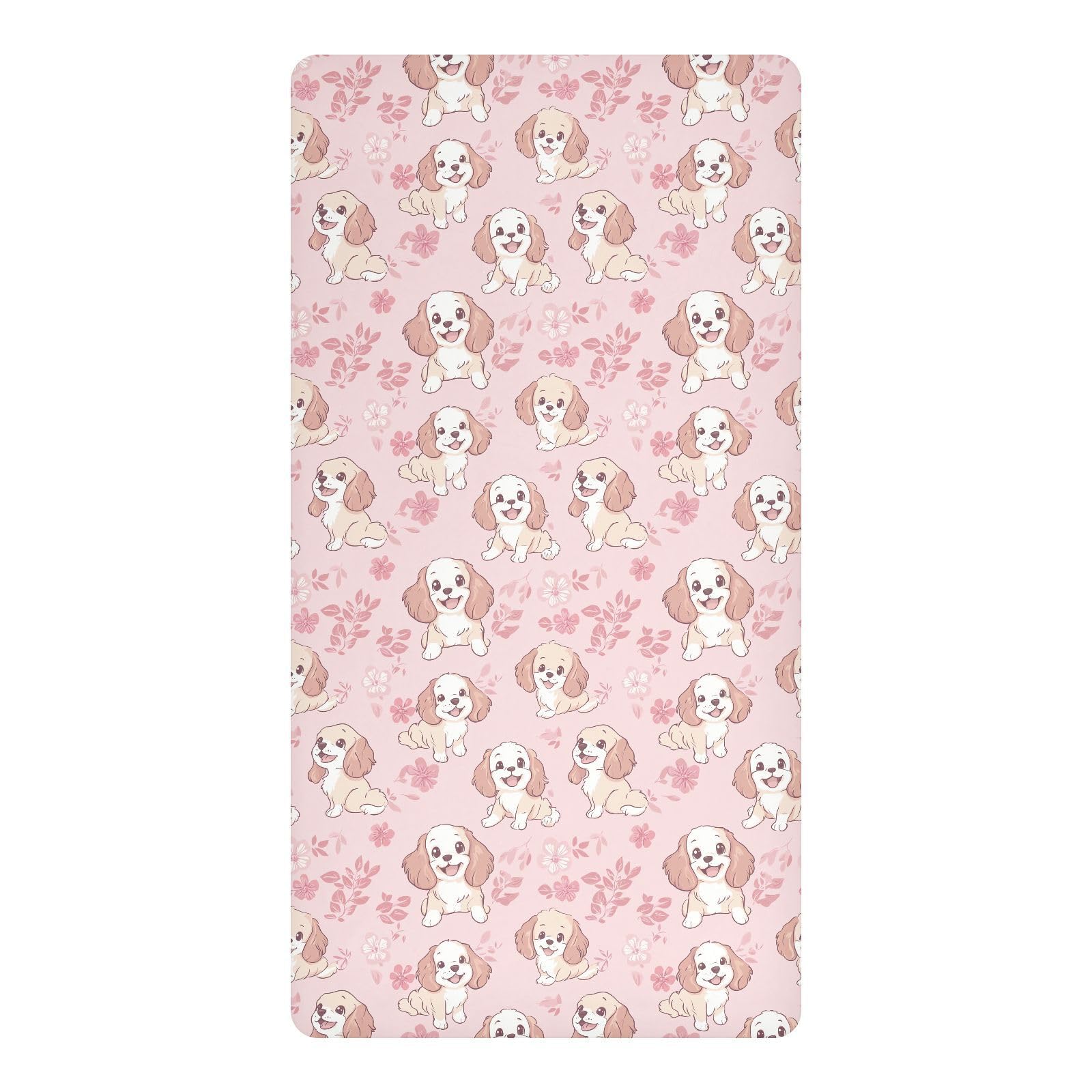 Drap imperméable pour berceau rose 132x71 cm au motif de chien rigolo