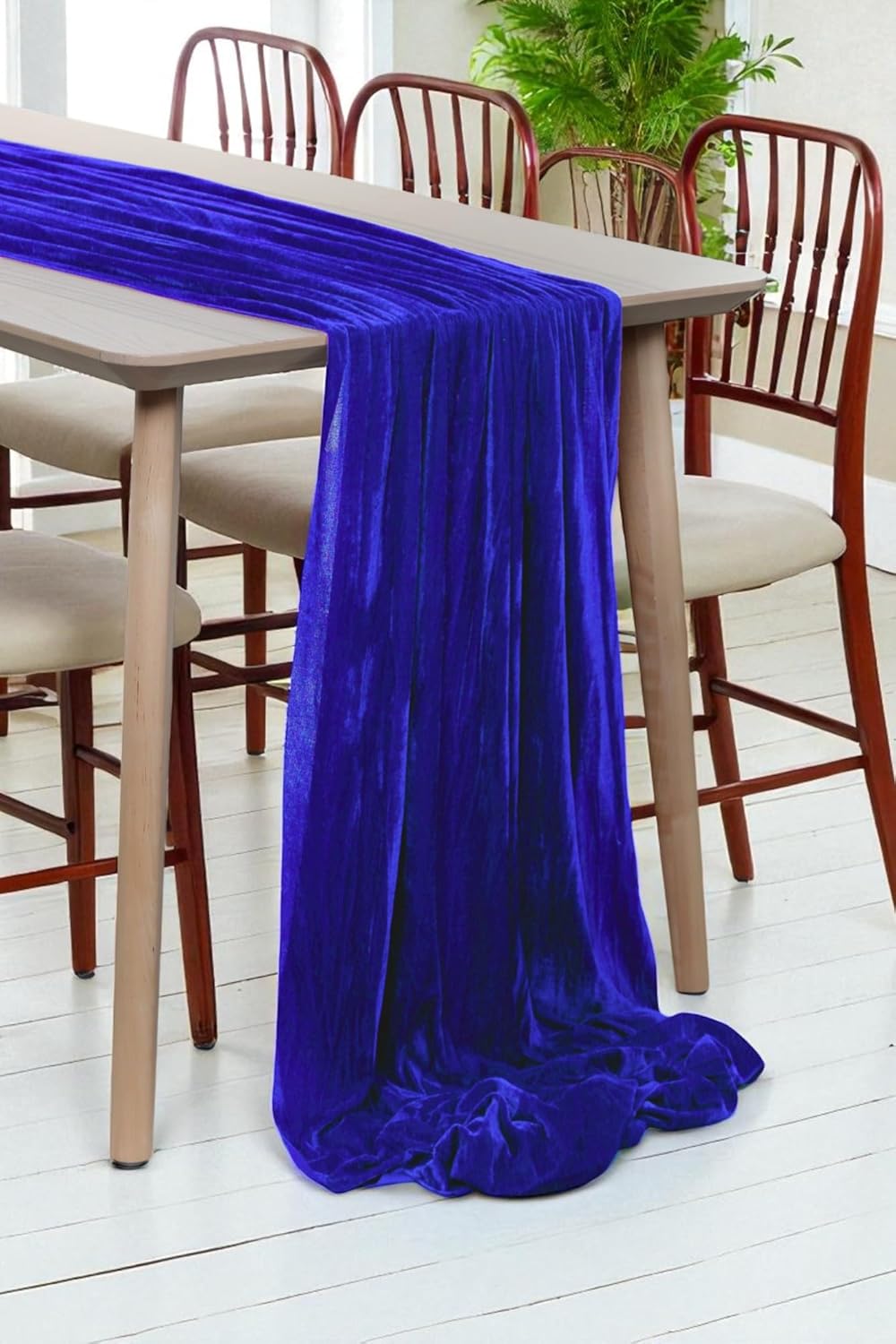MDS Pack of 10 | Royal Blue | Velvet Table Runner 20 x 120 Inches 10ft Long Luxurious Soft Romantic Wedding Runners for Party Reception Bridal Shower Birthday Banquets Dinner Table Decoration