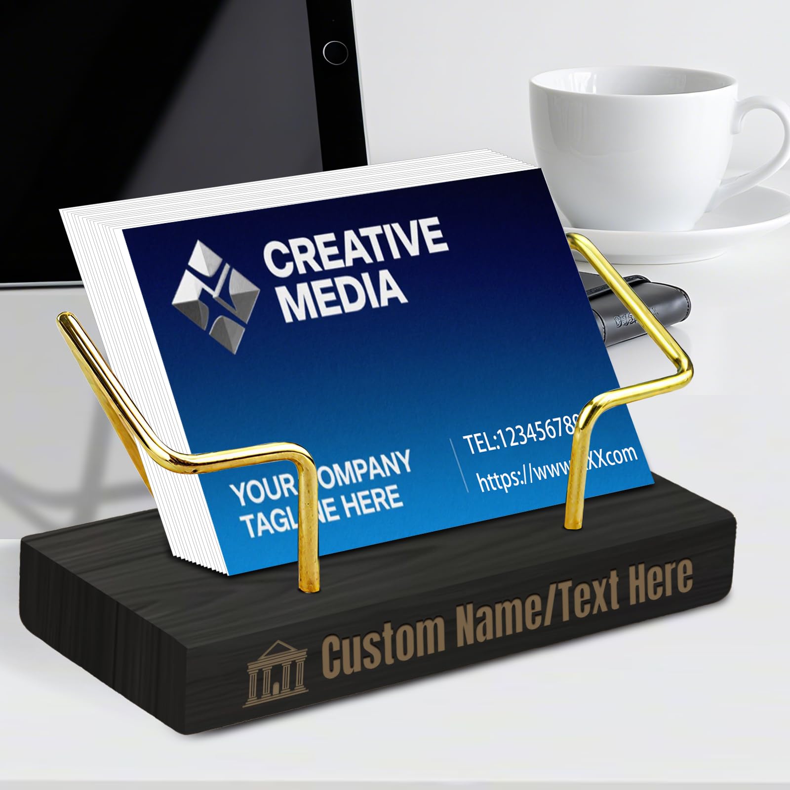 Gvcxwqz Personalized Business Card Holders for Desk Custom Business Card Holders Display Stand Customized Card Holder Engraved Office Desk Gifts for Men