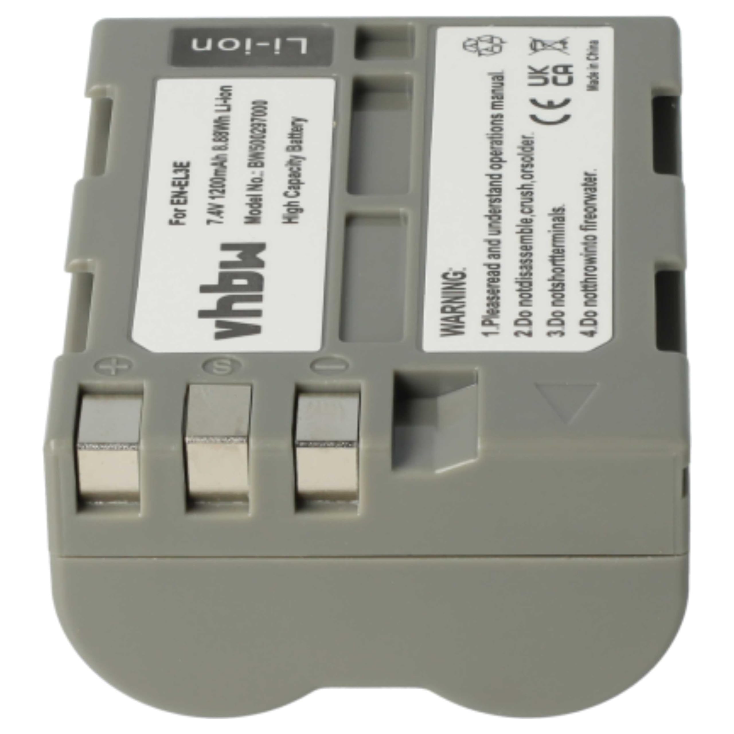 vhbw 2x batteria compatibile con Nikon D300, D200, D300s, D700, D70, D50, D100, D70s, D90, D80 fotocamera (1200mAh, 7,2V, Li-Ion) - Sostituisce EN-EL3e