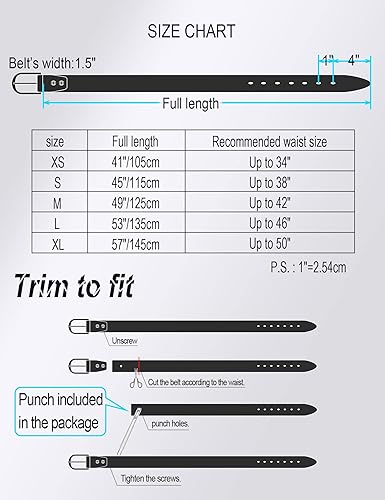 Miniatura 6 de WOLFANT Cinturón casual de cuero de grano completo para jeans, cinturón de trabajo 100% italiano de cuero sólido