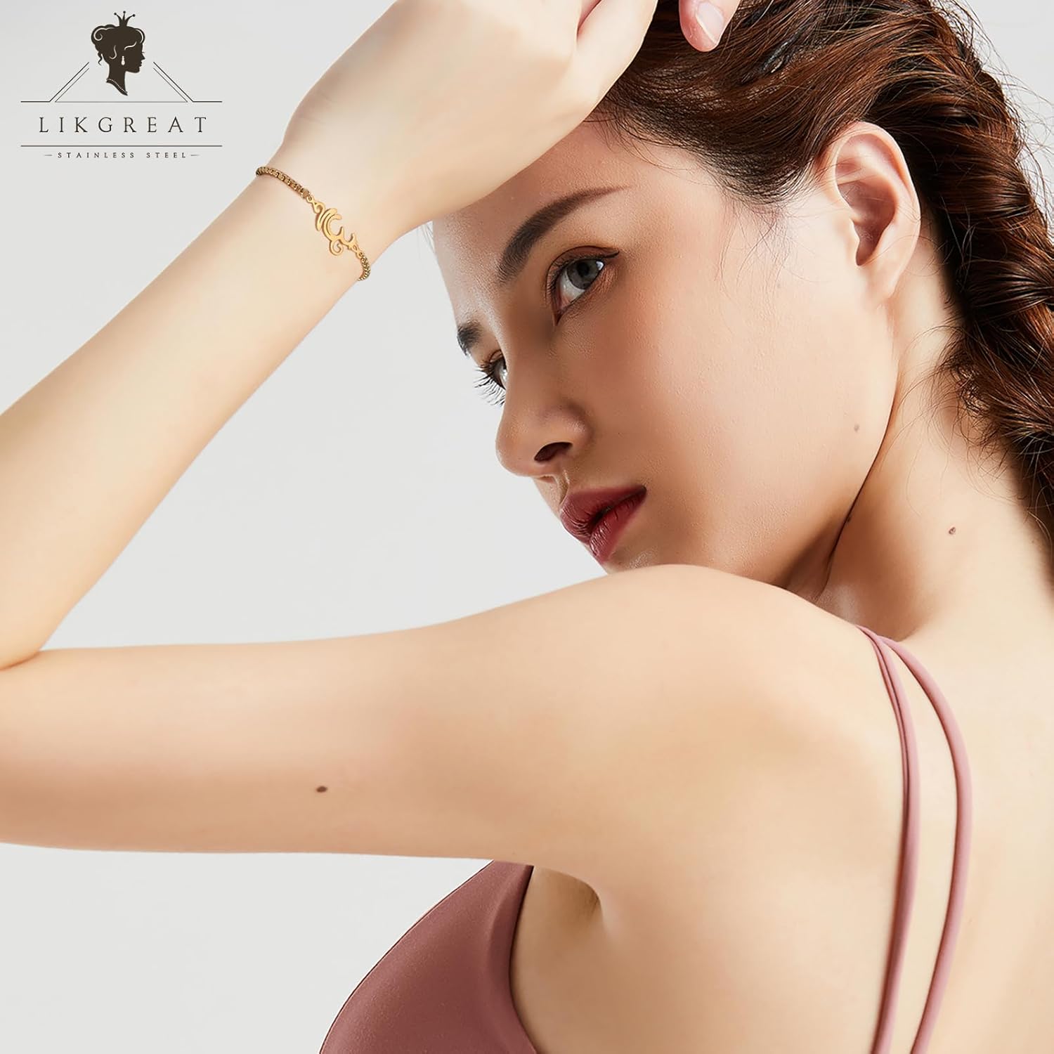 LIKGREAT Yoga Breathe Symbol Bracelet for Women Stainless Steel Pendant Adjustable Box Chain Sanskrit Jewelry - Image 2