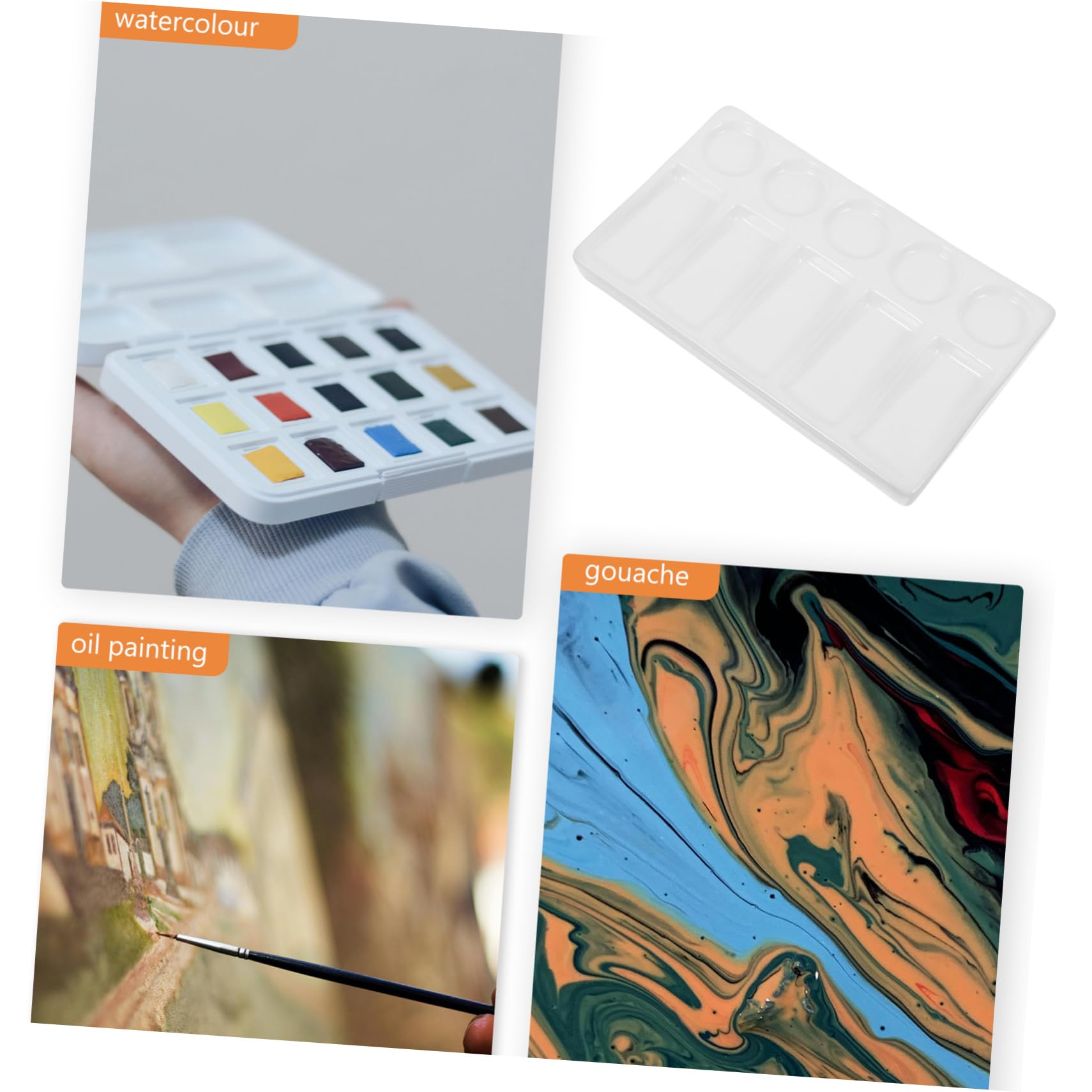 Palette Rectangulaire Blanche à 10 Puits pour Artistes et Peintres