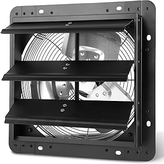 Xcity 12 inch Shutter Exhaust Fan, High Velocity 1500 CFM, 1500 RPM, Auto Aluminum Shutter Ventilation Fan, Low Noise for Garage,Warehouse