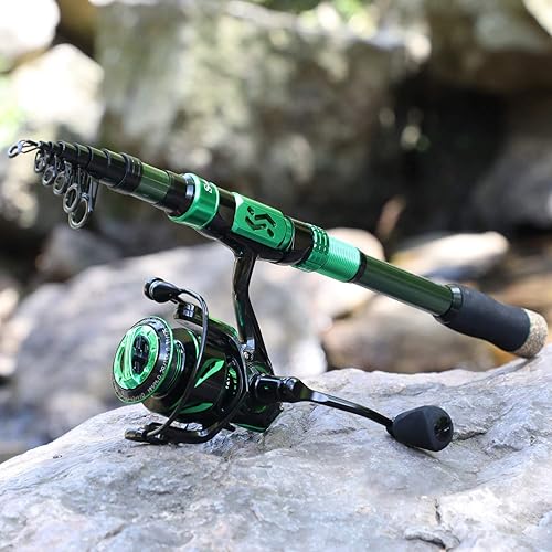 Miniatura 8 de Sougayilang - Combos de carretes y cañas de pescar, fibra de carbono 24 toneladas, carretes y cañas telescópica portátiles para viajes, pesca en