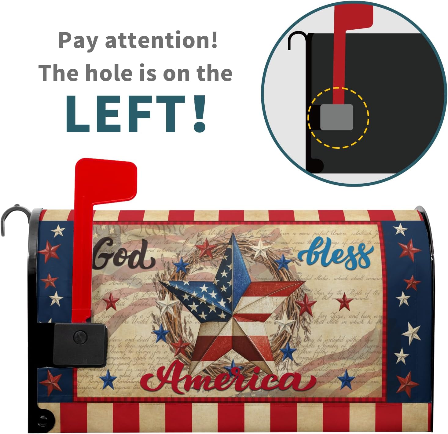 4th of July God Bless America Mailbox Covers Magnetic Standard Size 18" X 21",American Flag Star Patriotic Mailbox Wraps Post Letter Box Independence Day Cover for Holiday Garden Yard Decor