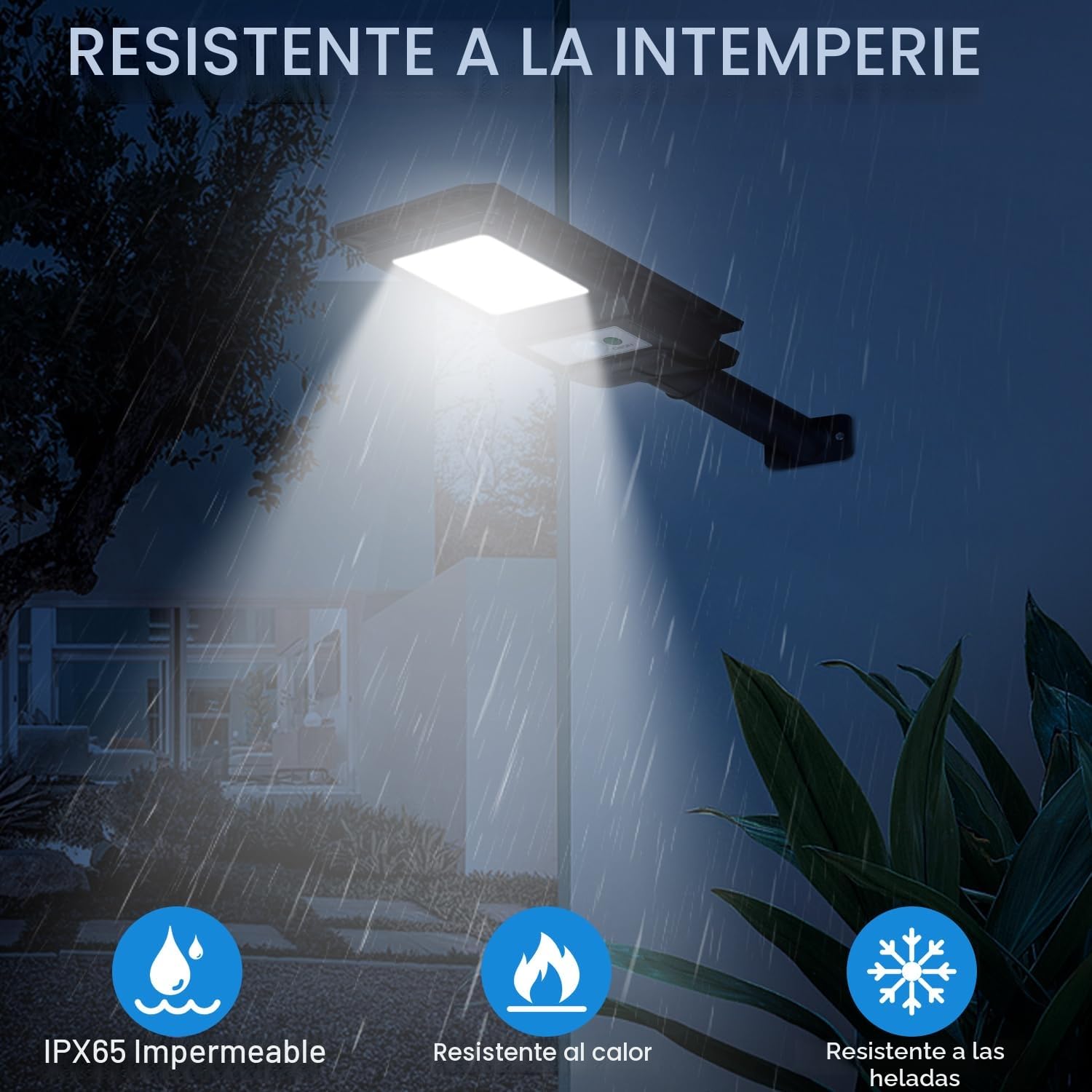 LEKIA Farolas Solar Exterior, Potente 100W Lámpara Solar Exterior con Detector de Movimiento, 156 LED 2000 Lúmenes Impermeable Foco Solares Exteriors Pared para Patio, Valla, Jardín - 2 Paquetes