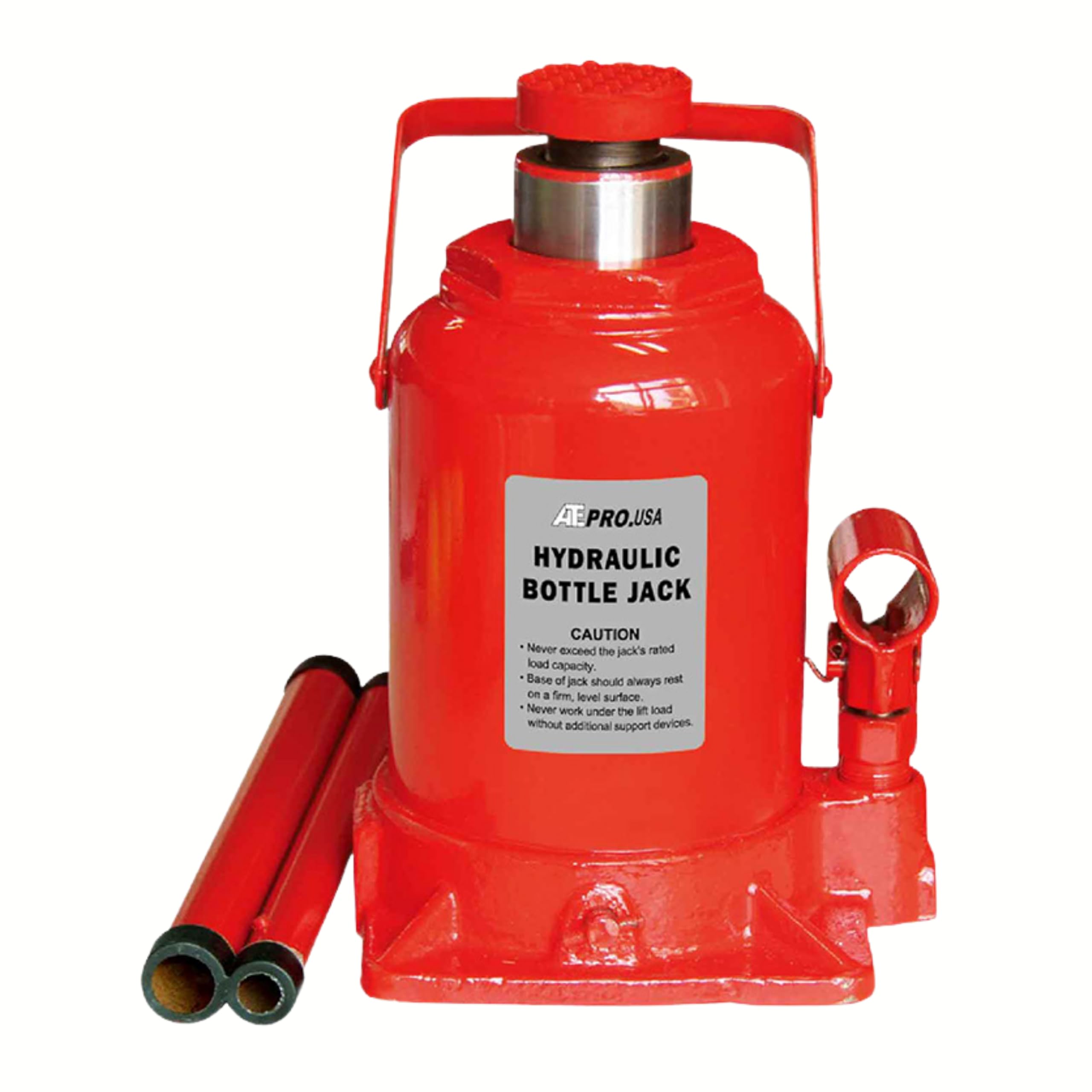 ATE Pro. Tools - 22 Ton Hydraulic Bottle Jack, (44,000 lbs) Red Bottle Jack, Low Profile Bottle Jack, Welded Hydraulic Low Profile Bottle Jack