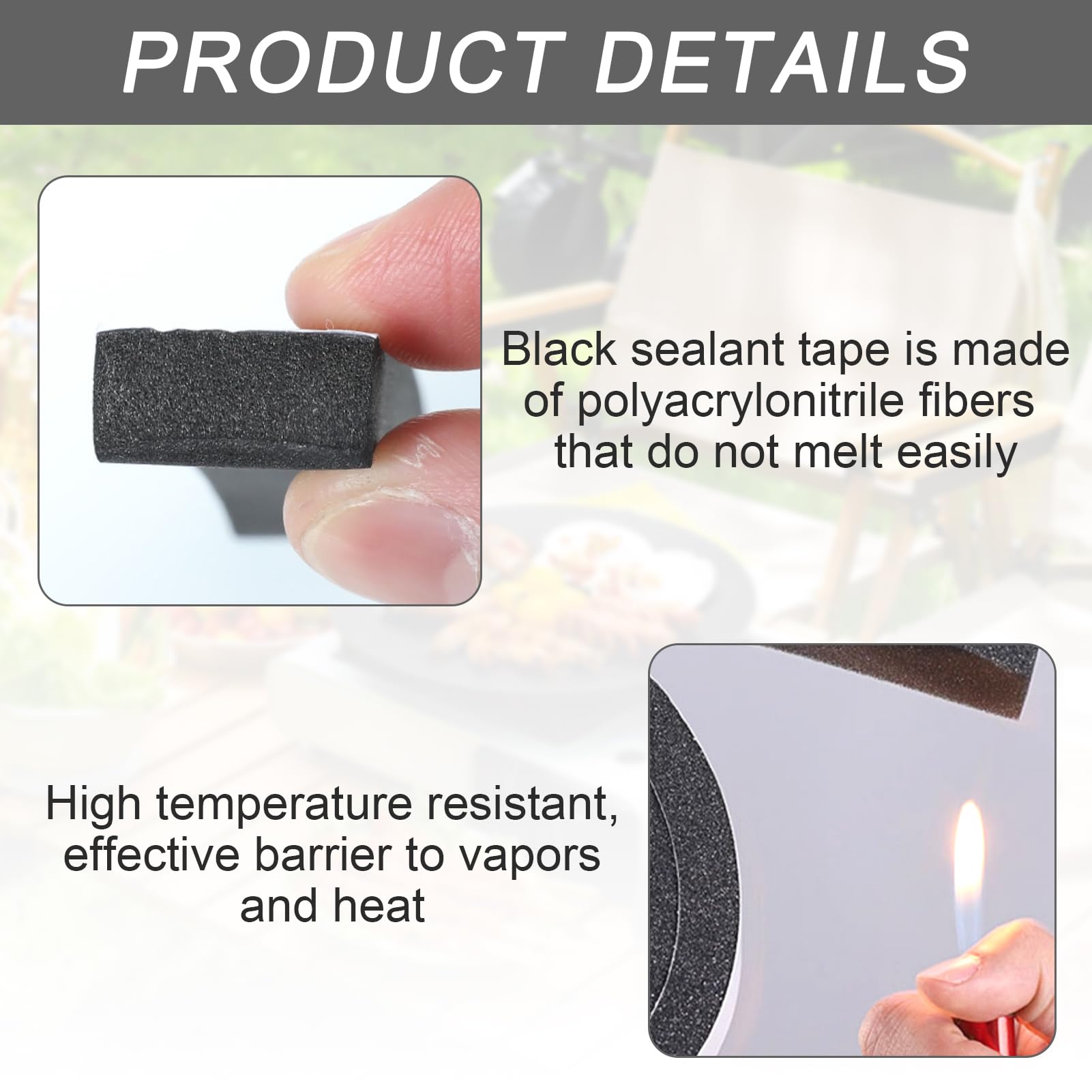 Guarnizione Autoadesiva Termoresistente per Forni e Stufe, Guarnizione termica Lunghezza 3 Metri, Spessore 3 mm, Larghezza 12 mm, Ideale per Affumicatori, Barbecue e Finestre di Forni, Nero