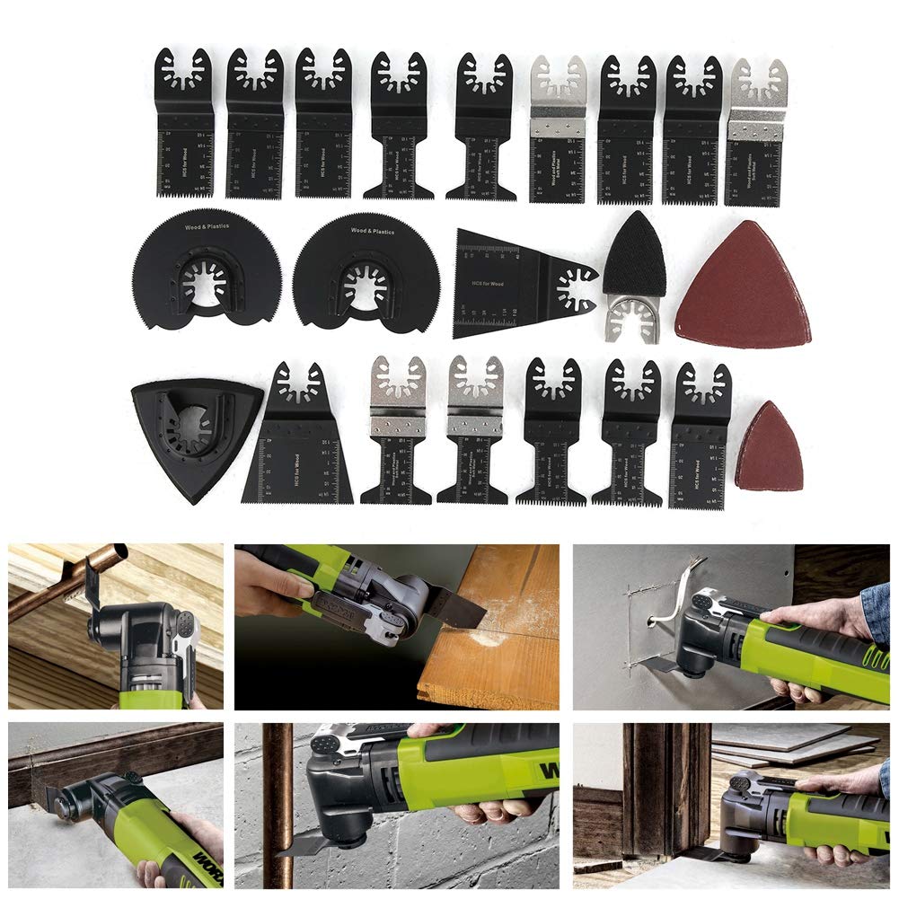 Cuchillas Multiherramienta 18 Piezas Hoja de Sierra Oscilante Accesorios de Herramienta Oscilante Multiherramienta para Worx, Dewalt, Makita, Bosch, Fein Multimaster, etc.