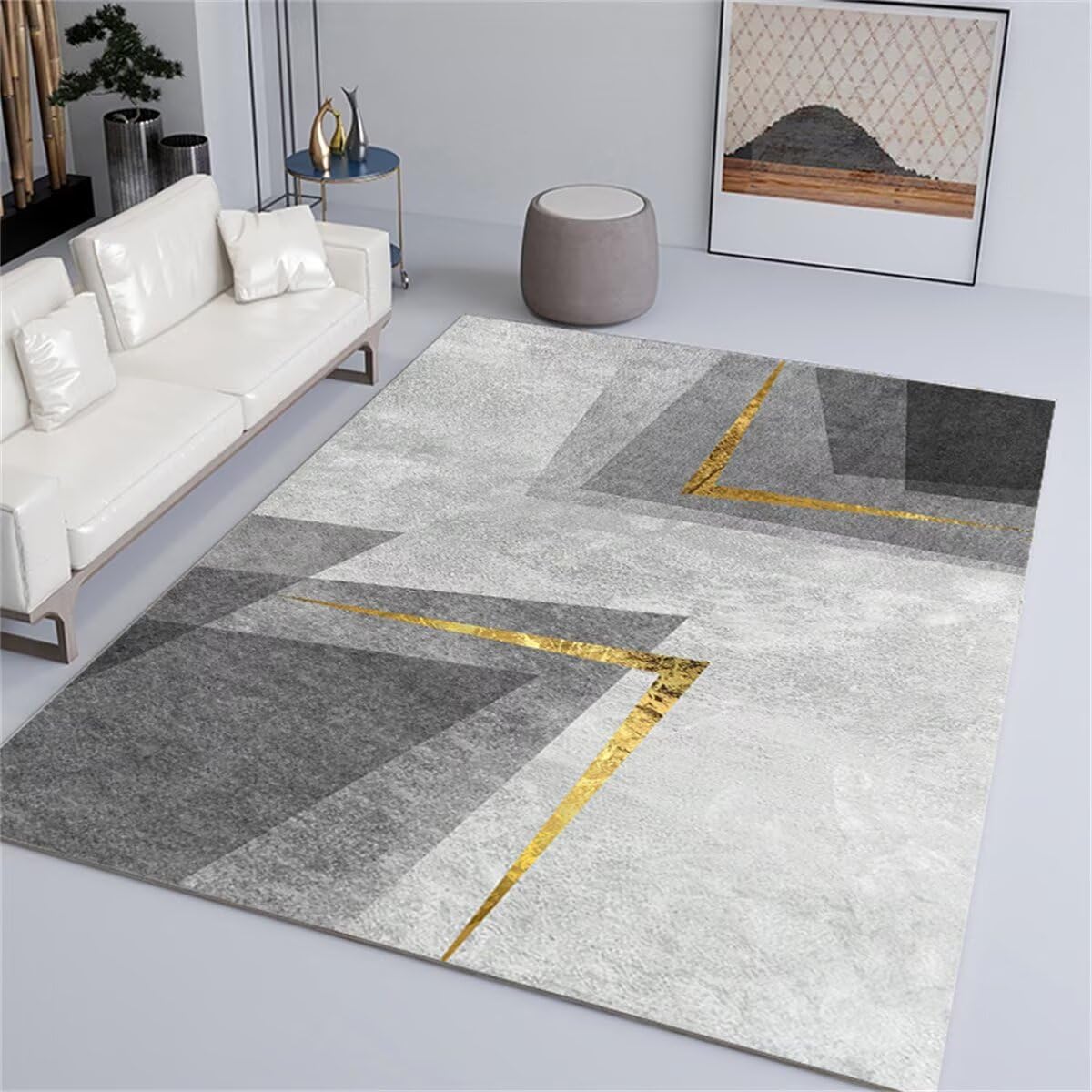 Tapis De Sol Bureau Tapis De Sol Bureau Tapis de Salon Simple Gris Accessoires de canapé Facile d'entretien Lavable Tapis Dexterieur pour Terrasse 200X260CM