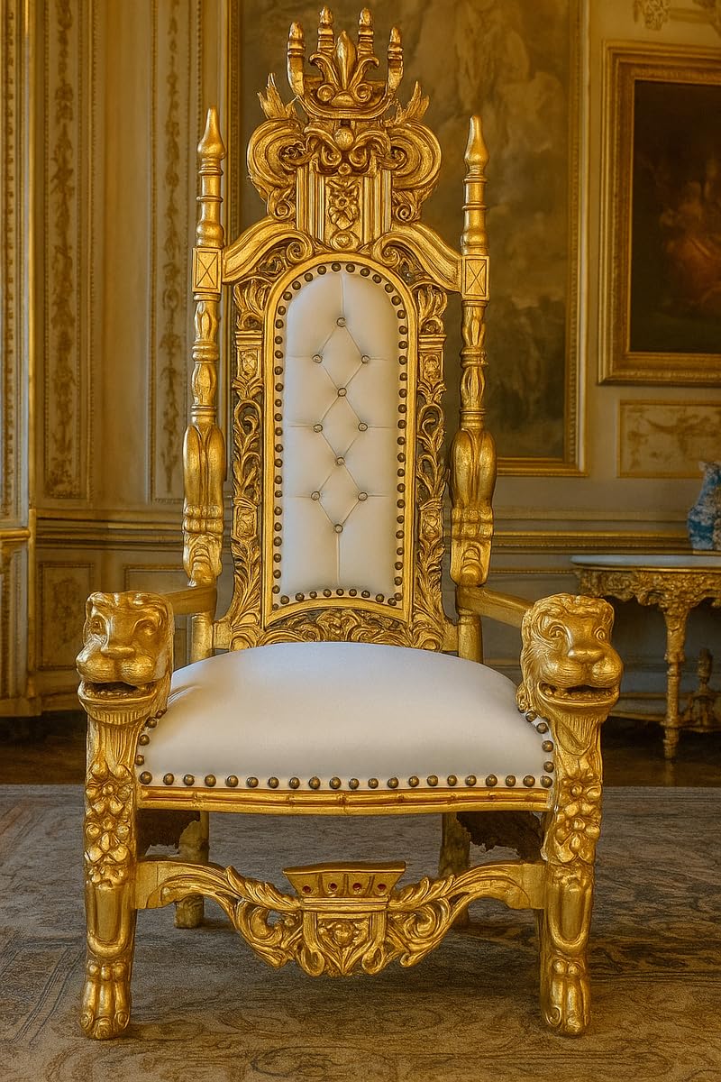 Casa Padrino Baroque Throne Armchair with Artificial Leather and